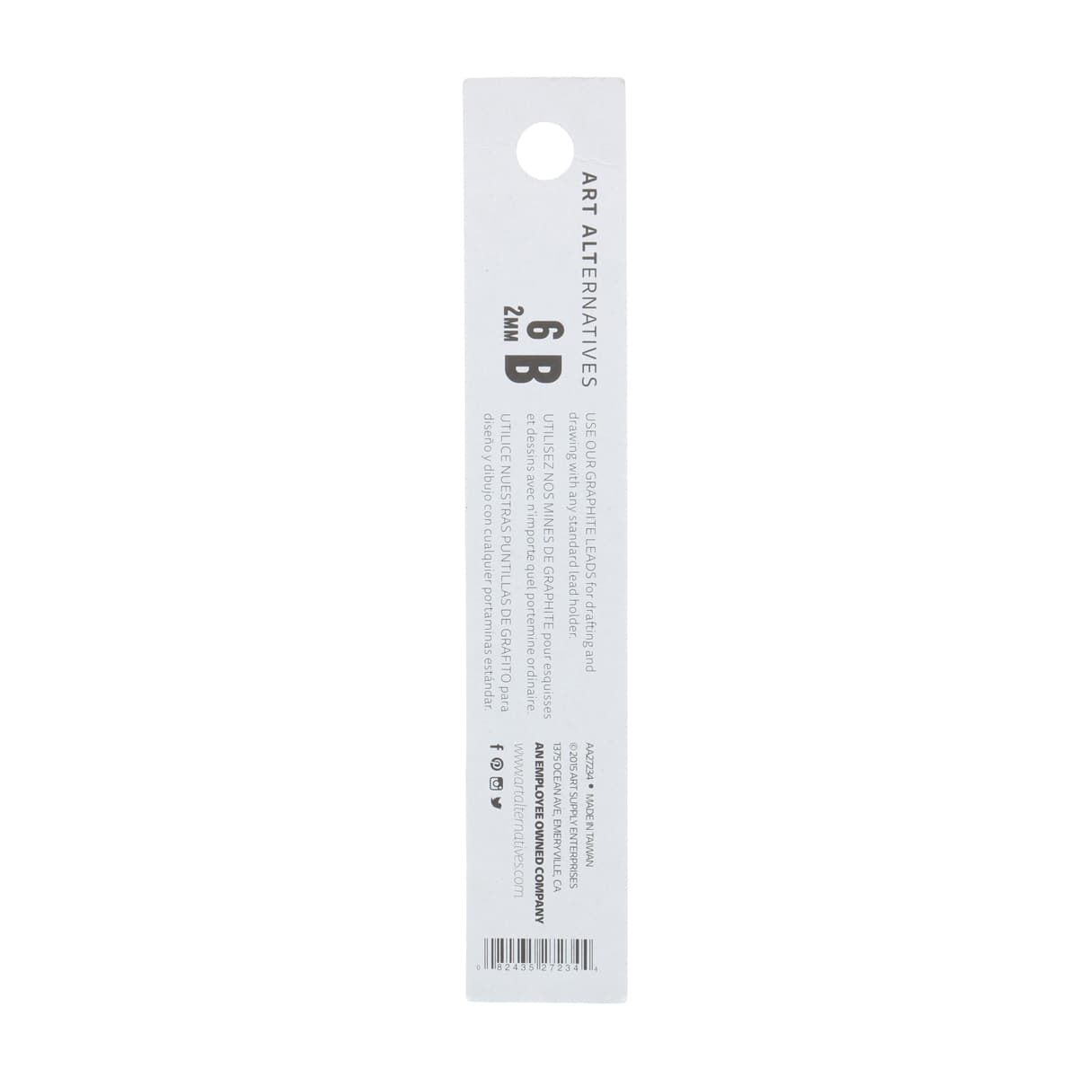 Art Alternatives Graphite Lead Refill - Pkg of 6, B, 2 mm back of package