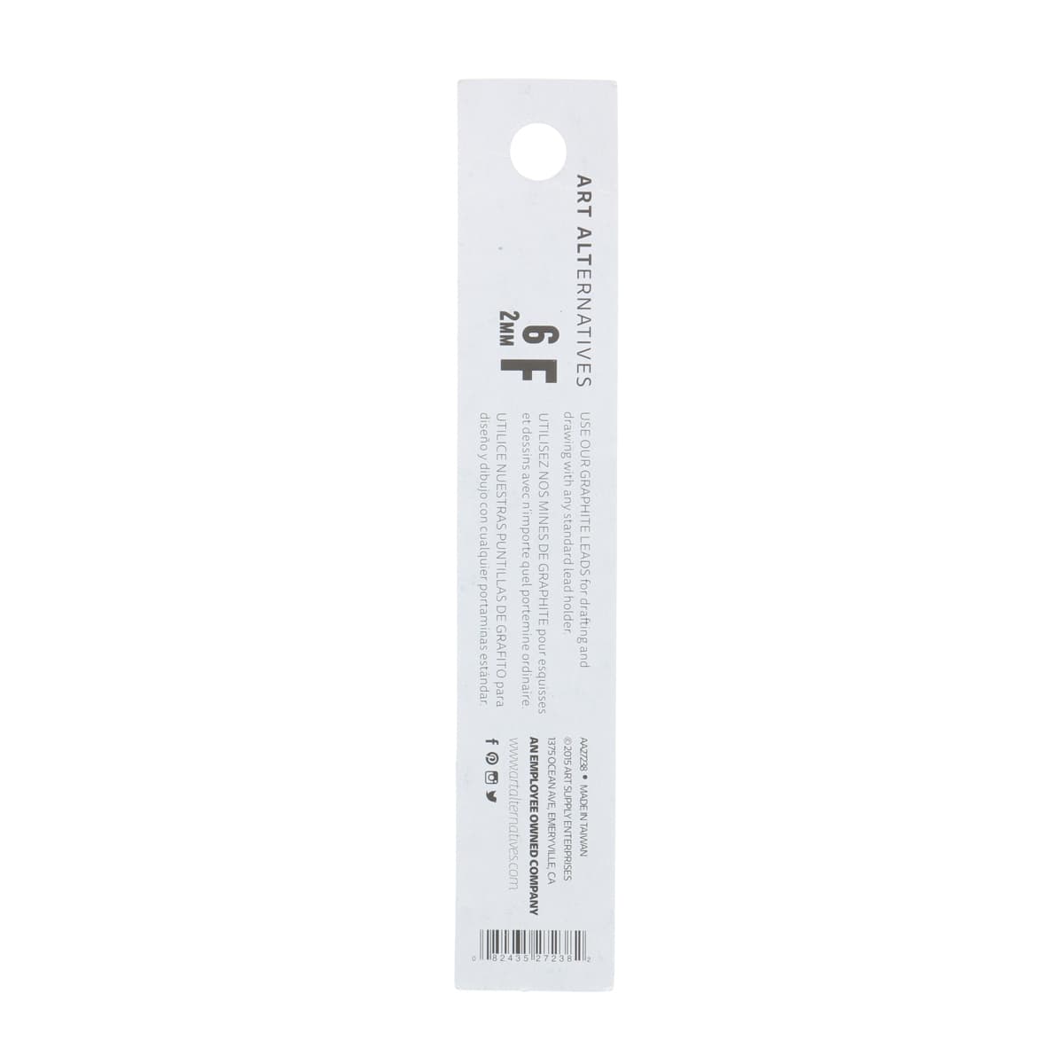 Art Alternatives Graphite Lead Refill - Pkg of 6, F, 2 mm back of package