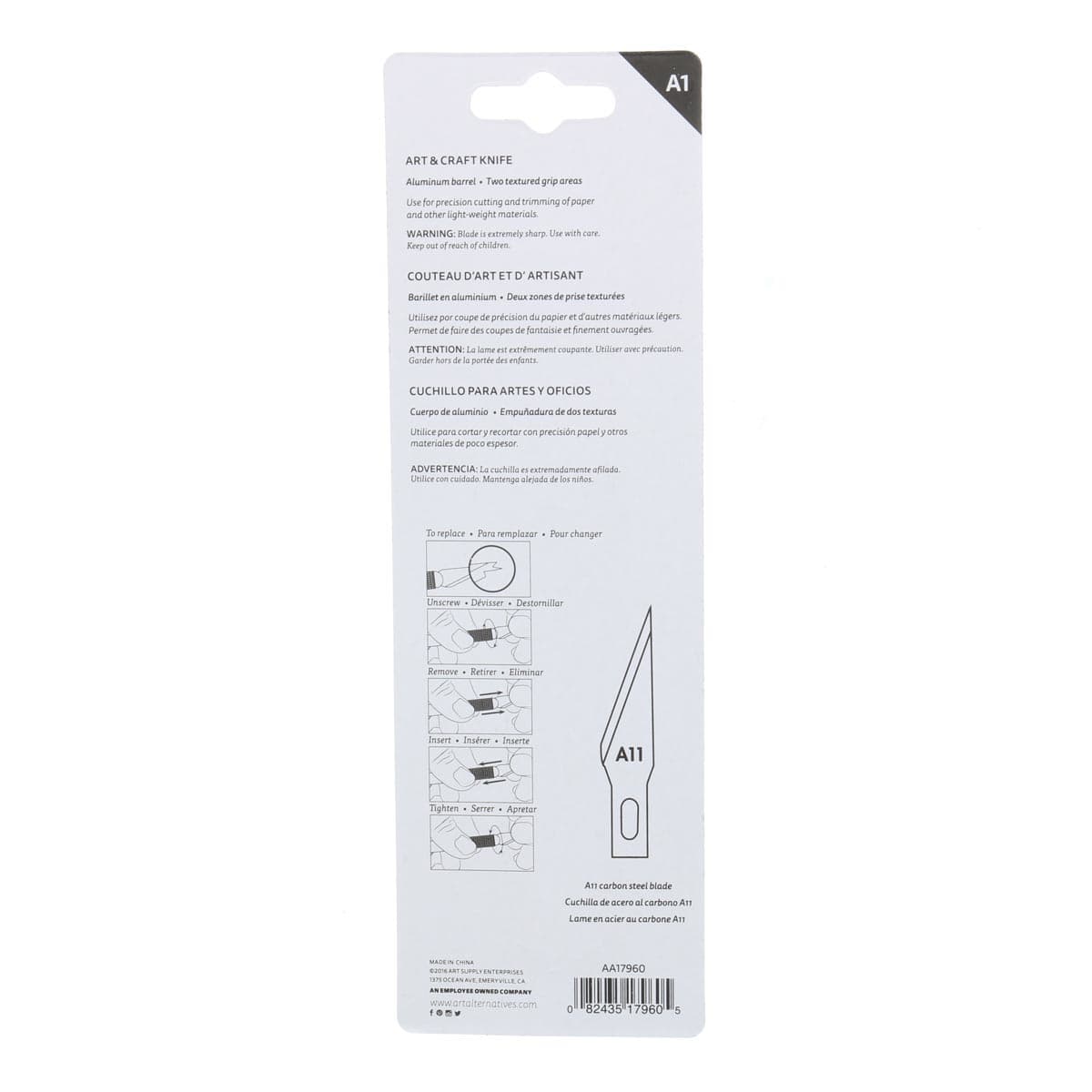 Art Alternatives Light Duty Art & Craft Knife back of packaging