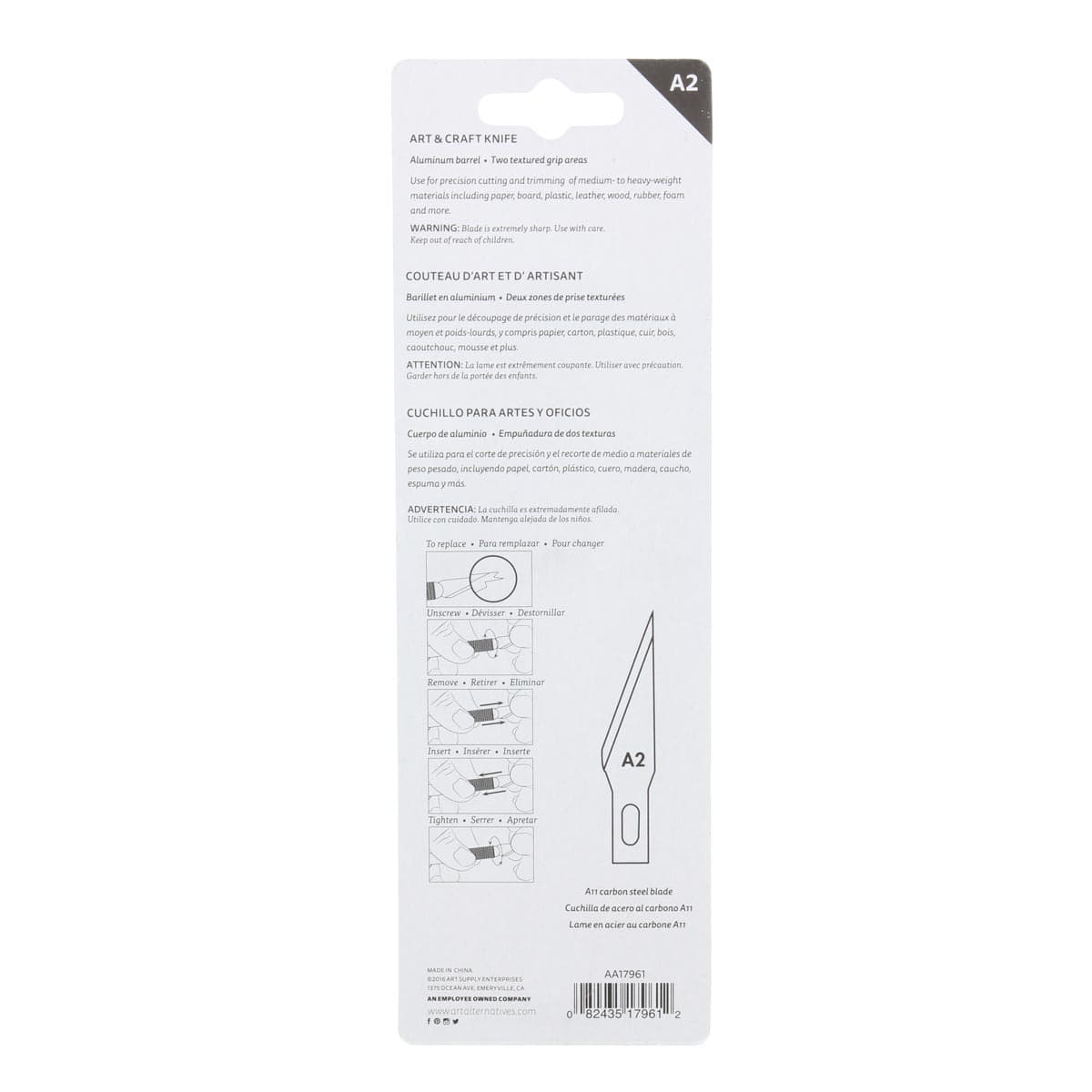 Art Alternatives Art & Craft Knife - Medium Duty, back of packaging