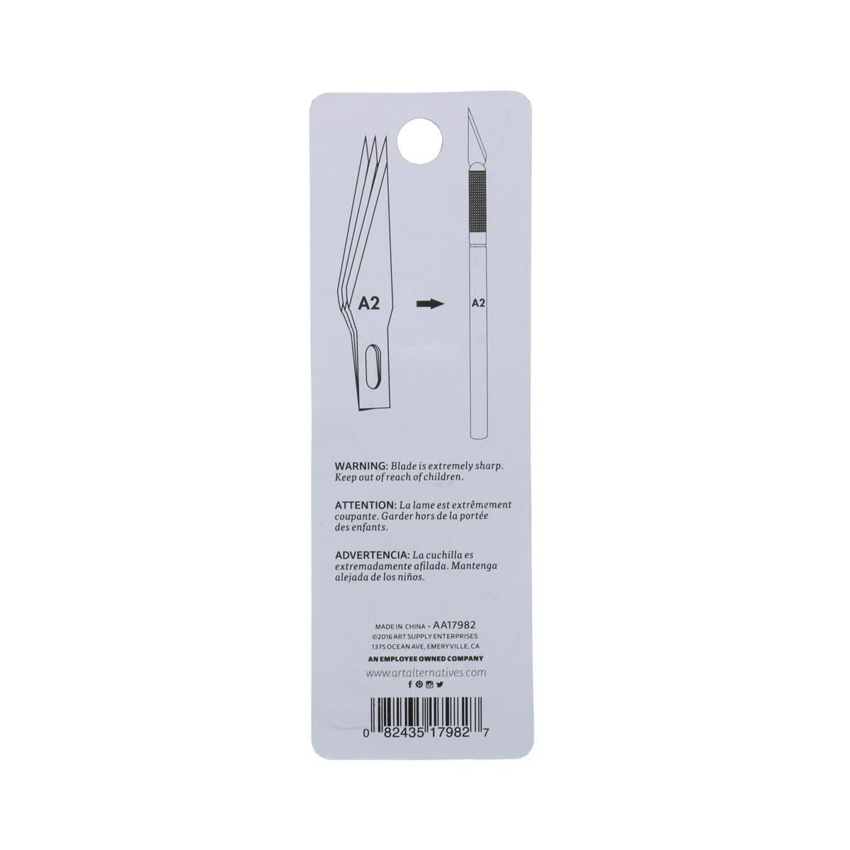 Art Alternatives Medium Duty Art & Craft Blades - Pkg of 5, back of packaging