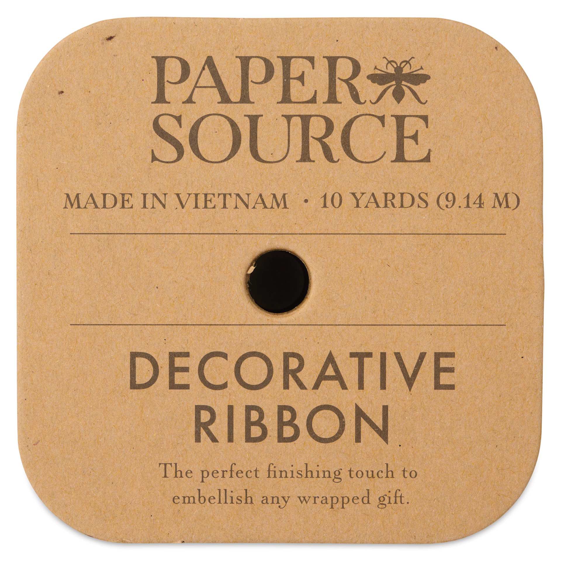 Paper Source Satin Ribbon - Raisin, 1" x 10 yds, front of package