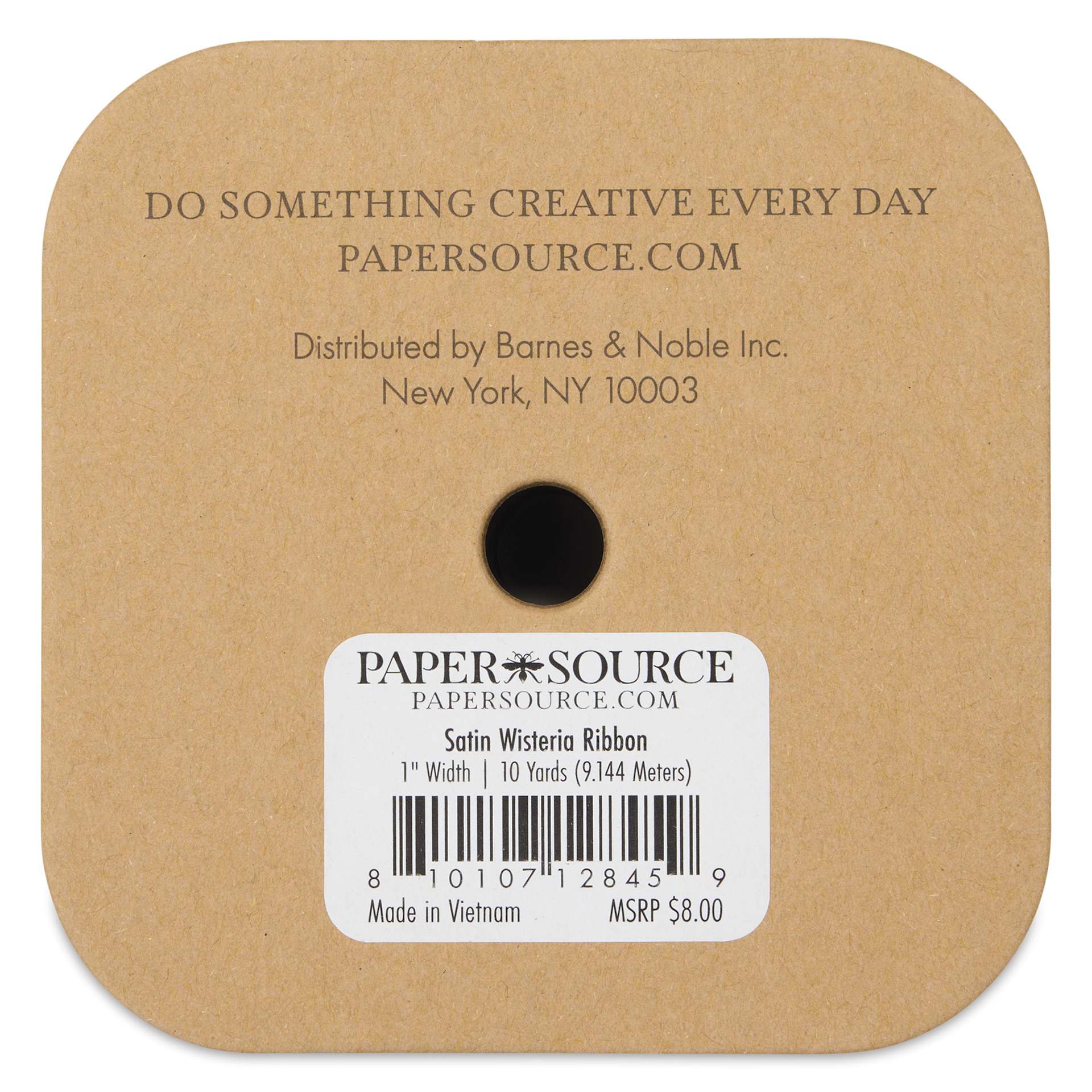 Paper Source Satin Ribbon - Wisteria, 1" x 10 yds, back of package
