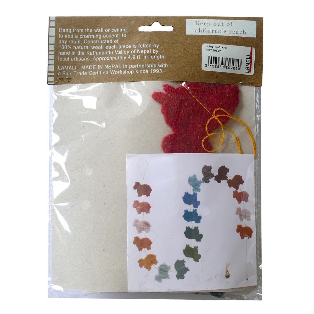 Handmade Garlands Felt Sheep - 4.9 ft.