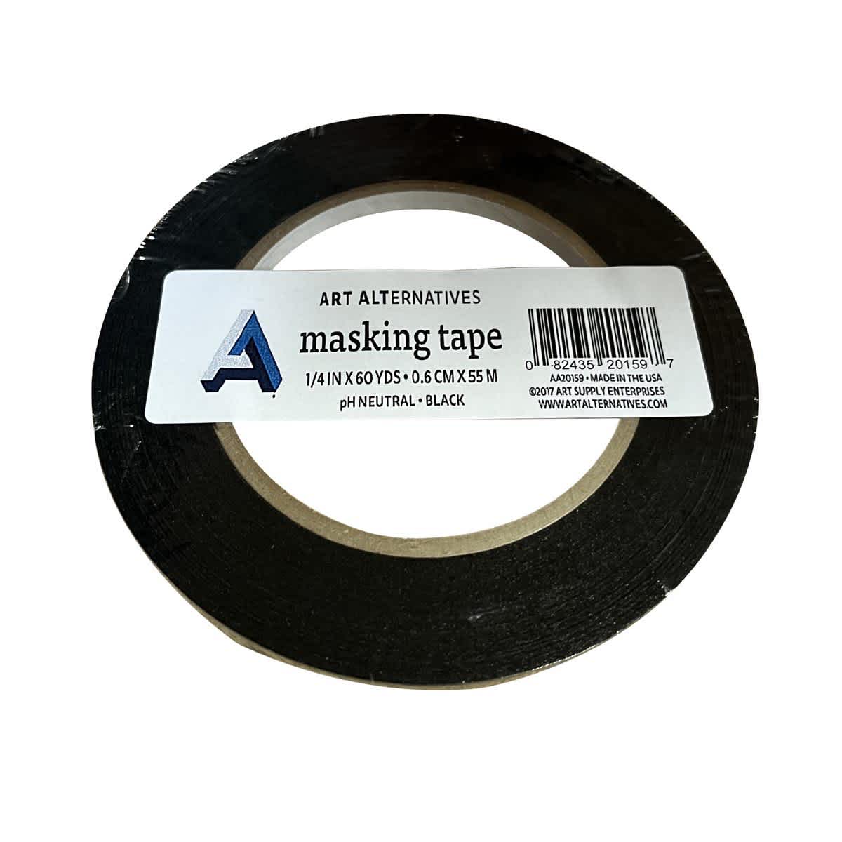pH Neutral Black Masking Tape 1/4" x 60 yds. Roll - 3" Core