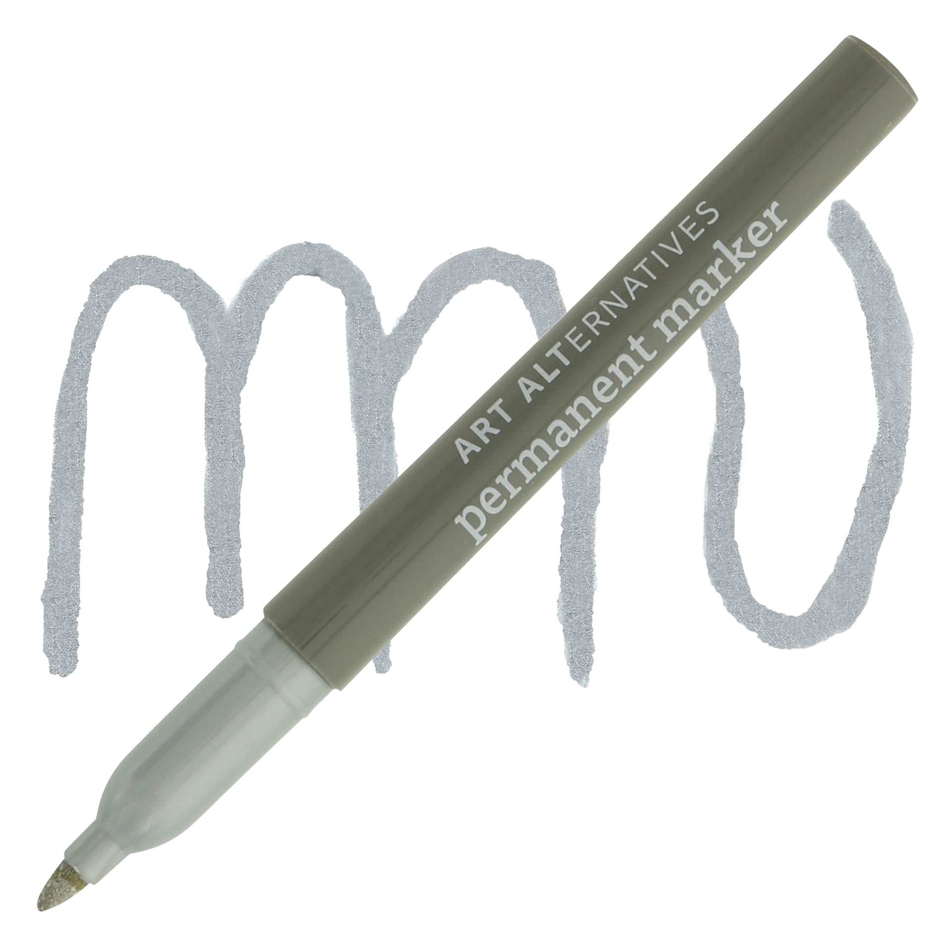 Art Alternatives Permanent Marker - Metallic Silver Marker and Swatch
