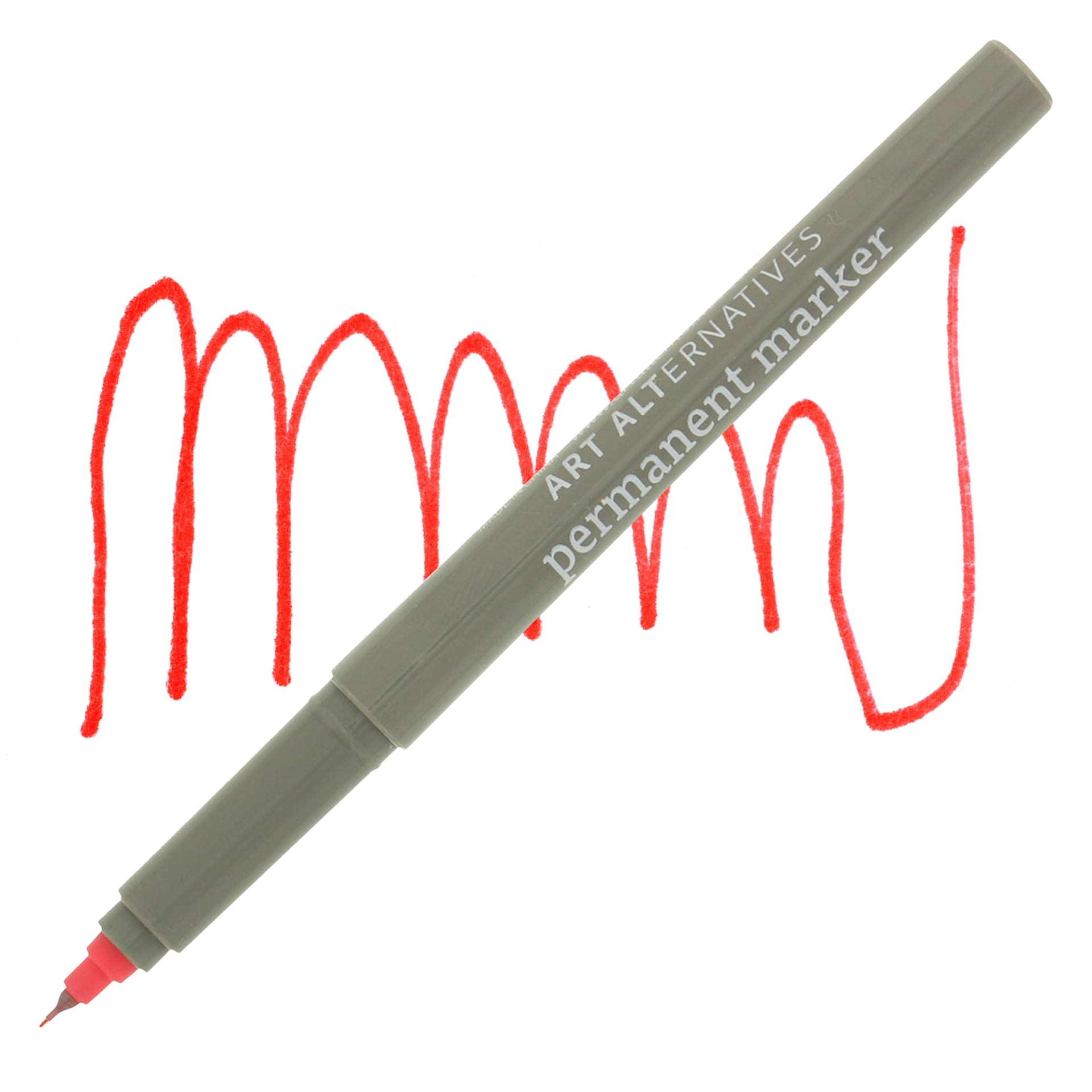 Art Alternatives Permanent Extra Fine Marker - Red Marker and Swatch