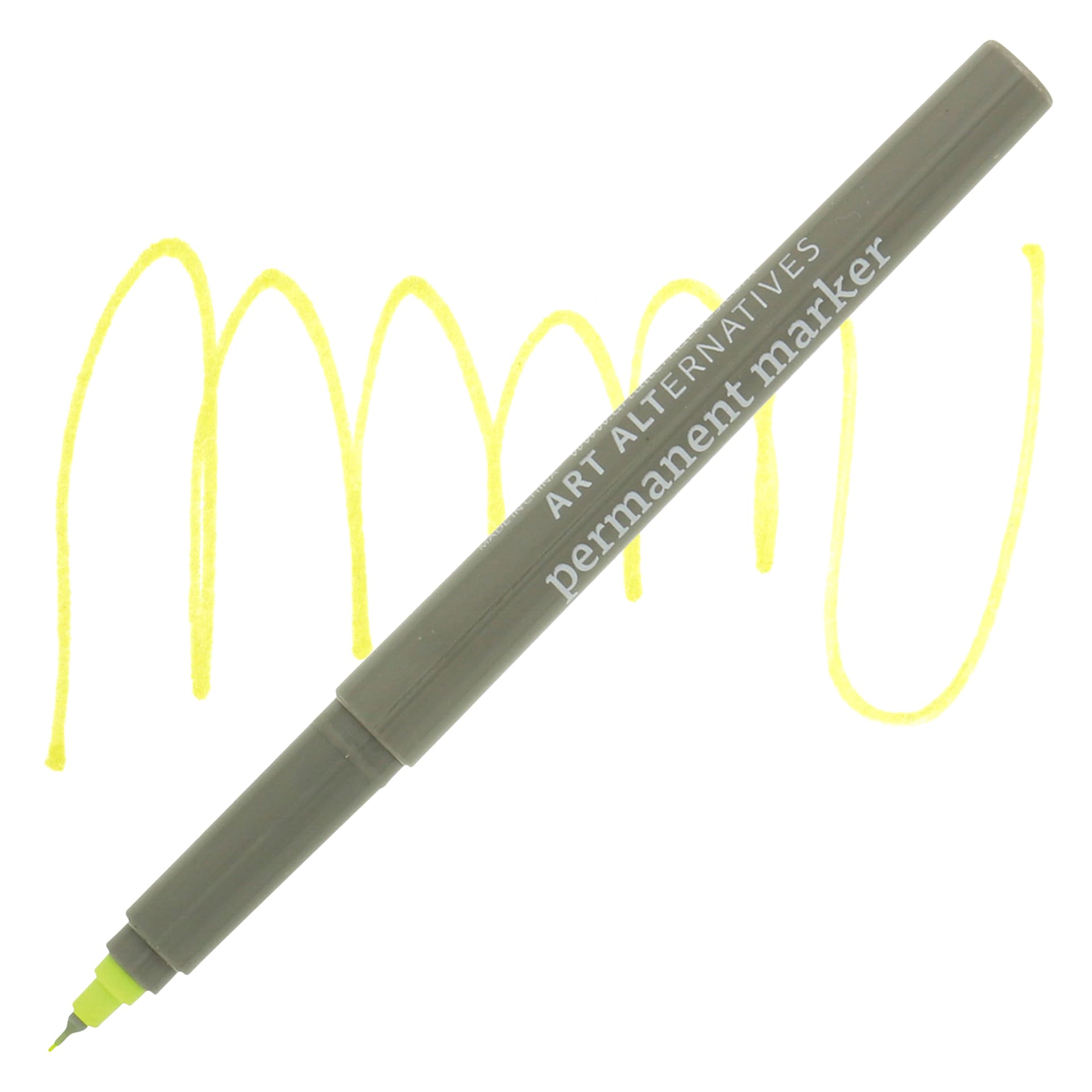 Art Alternatives Permanent Extra Fine Marker - Chartreuse Marker and Swatch