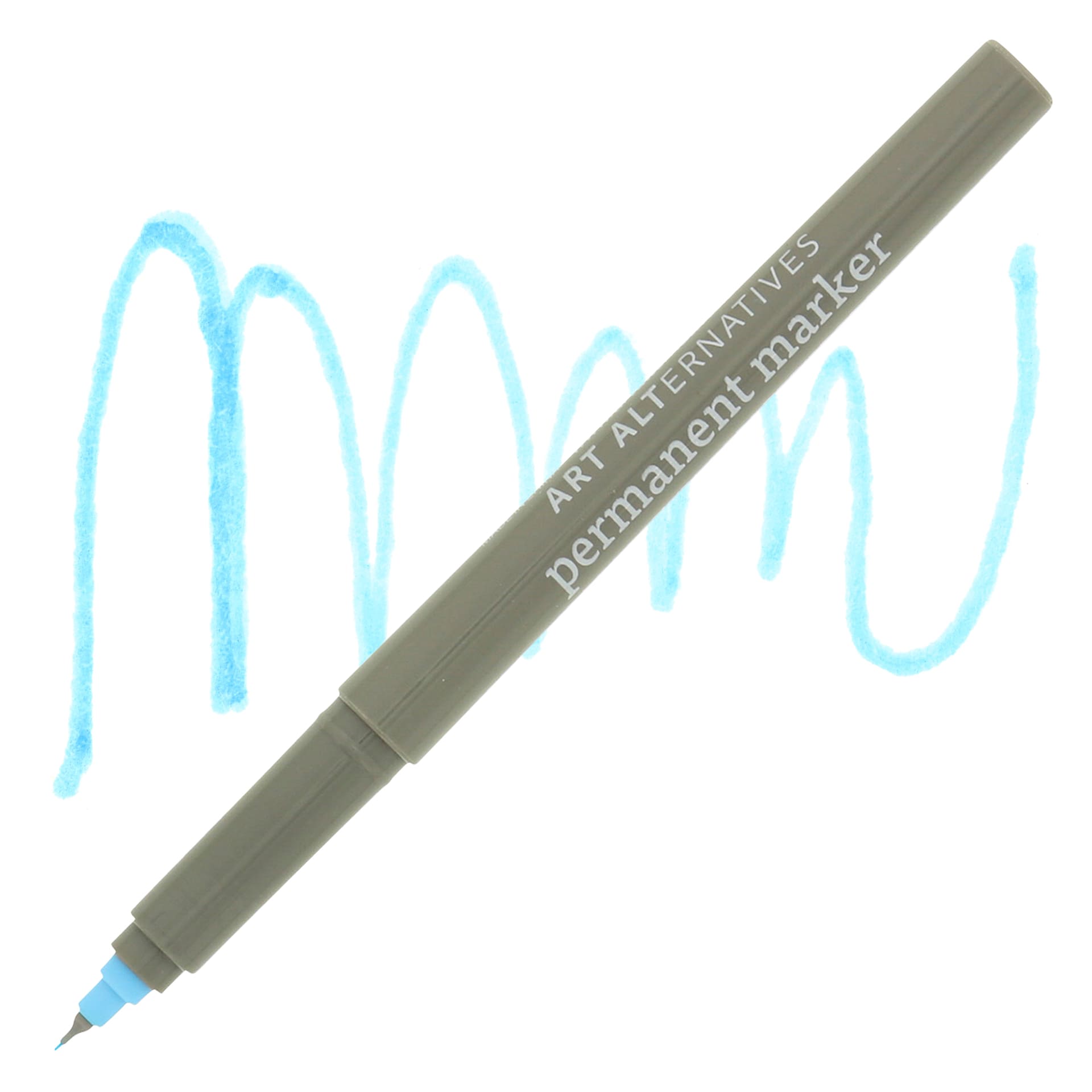 Art Alternatives Permanent Extra Fine Marker - Neon Blue Marker and Swatch