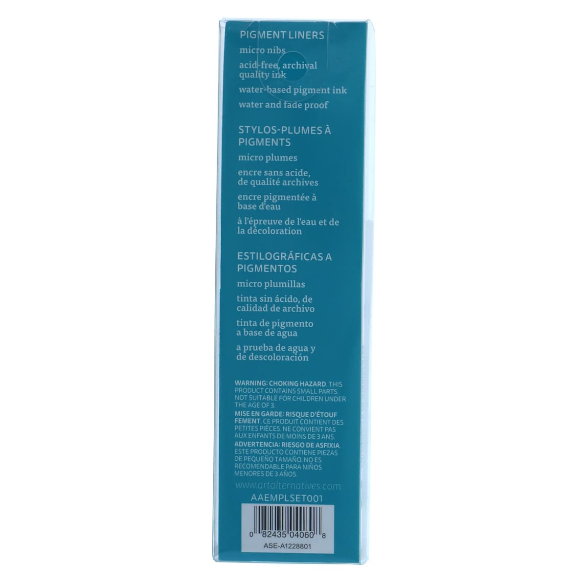 Art Alternatives Pigment Liner - Set of 3, Black, .1, .3, .5 back of packaging
