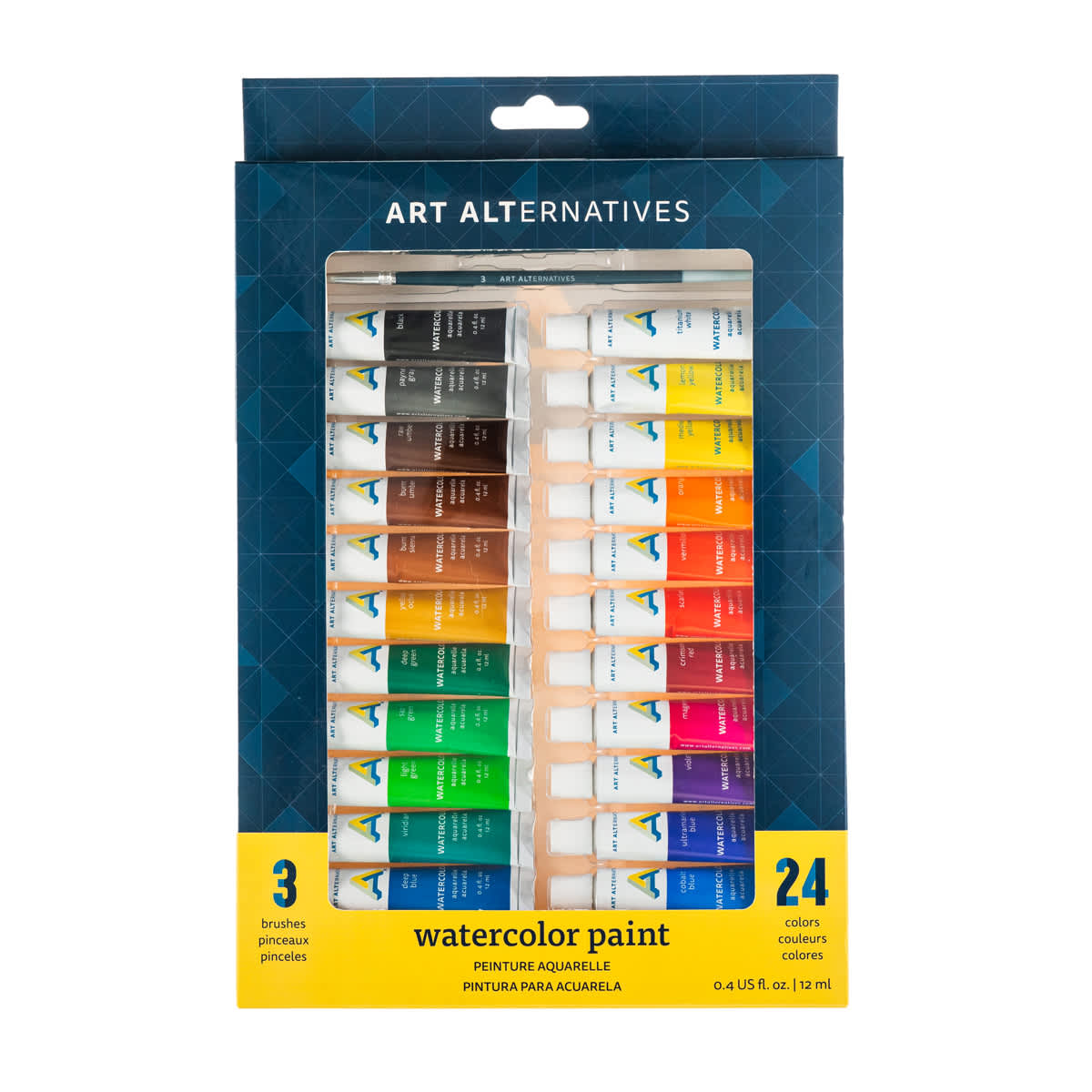 Art Alternatives Economy Watercolor Tubes - Set of 24, 12 ml front of package