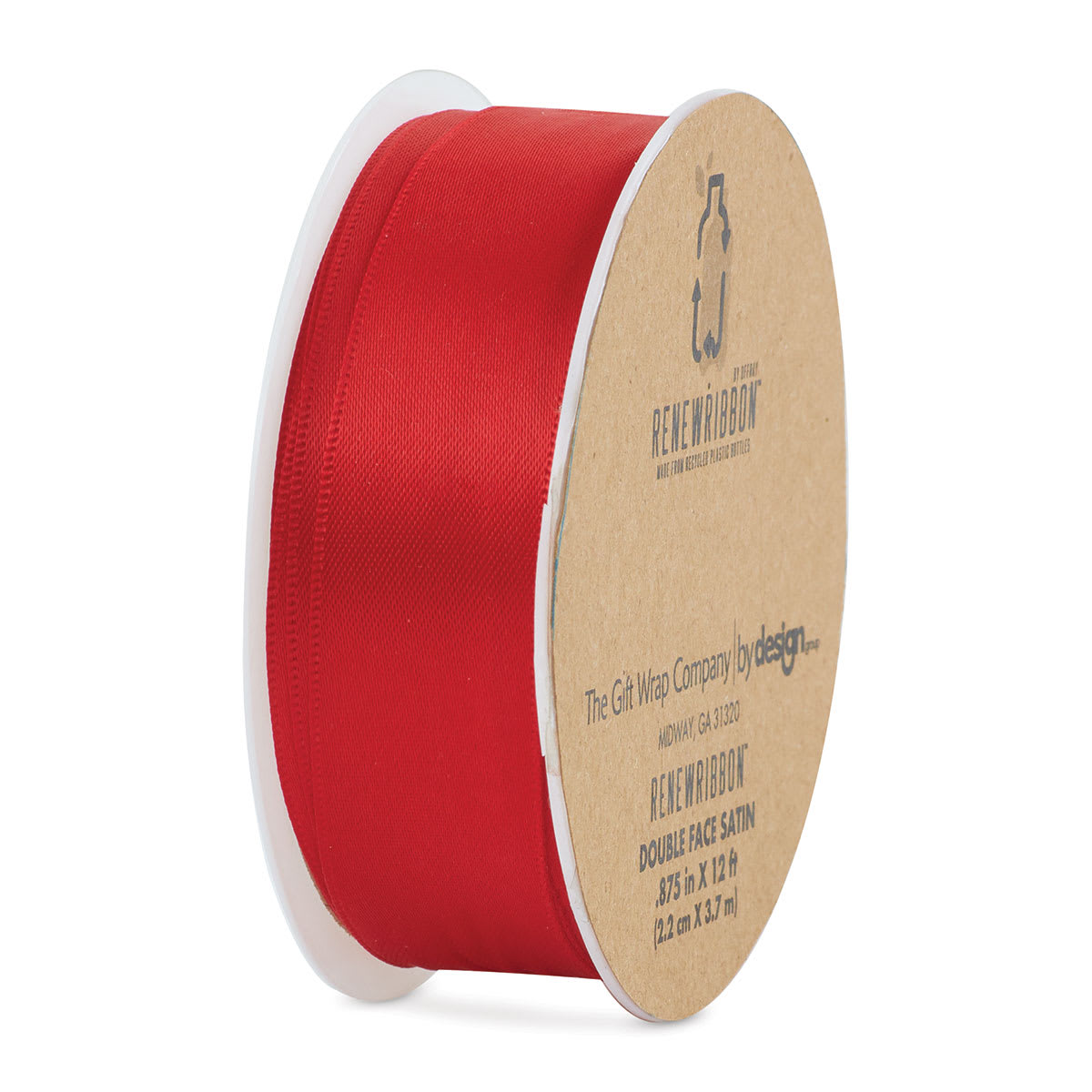 The Gift Wrap Company Holiday Colors Ribbon - Renewribbon, Red, 4 yds - upright