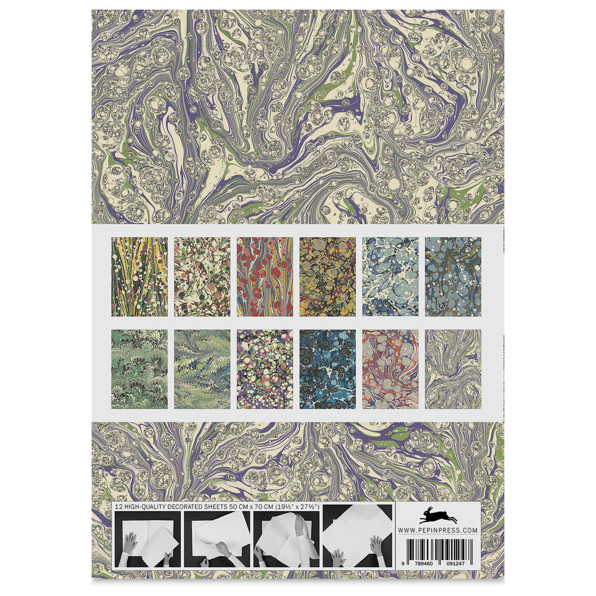 Pepin Press Creative Paper Book - Marbled Designs, back of packaging