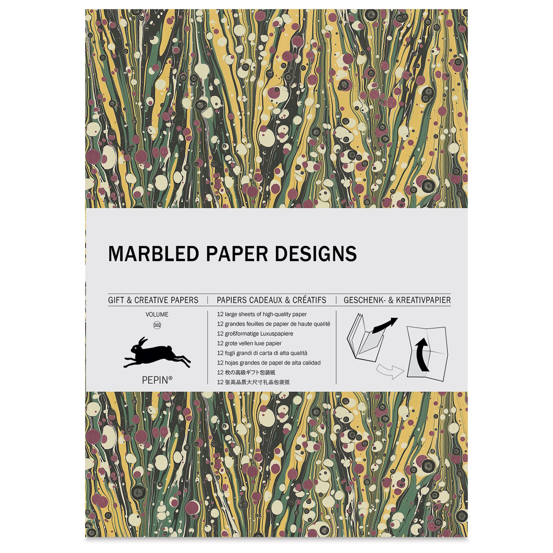 Pepin Press Creative Paper Book - Marbled Designs, front of packaging