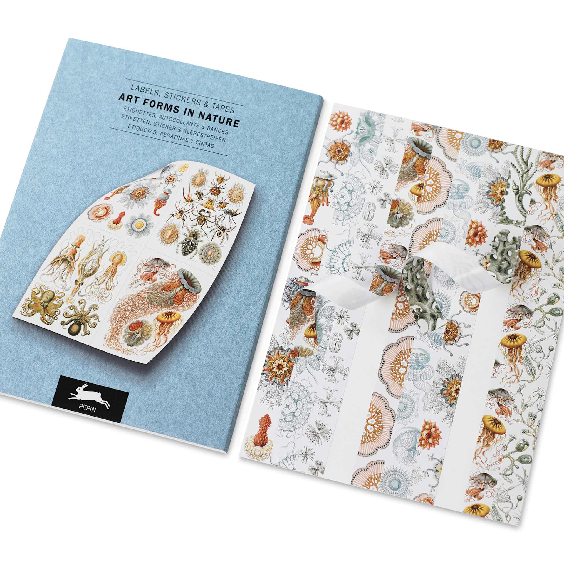 Pepin Press Label, Sticker & Tape Book - Art Forms In Nature, 6-1/2" x 9-1/2", book with sheet removed