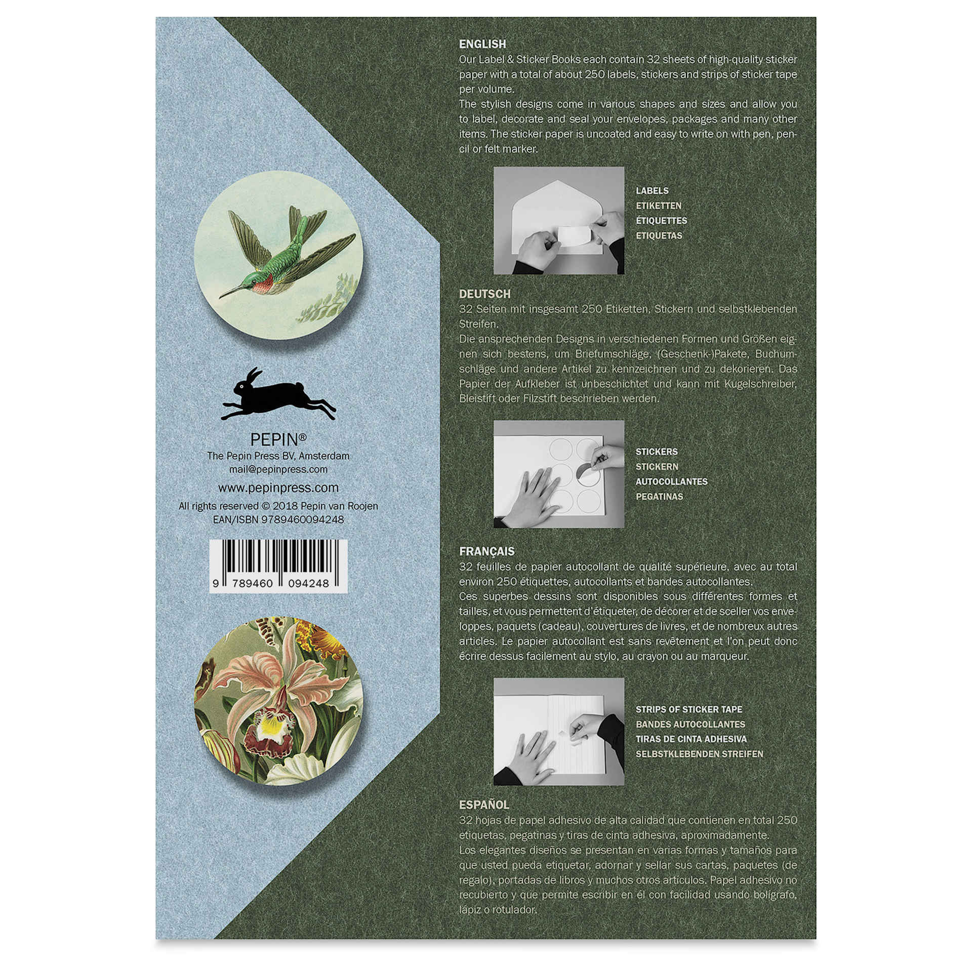 Pepin Press Label, Sticker & Tape Book - Art Forms In Nature, 6-1/2" x 9-1/2", back cover