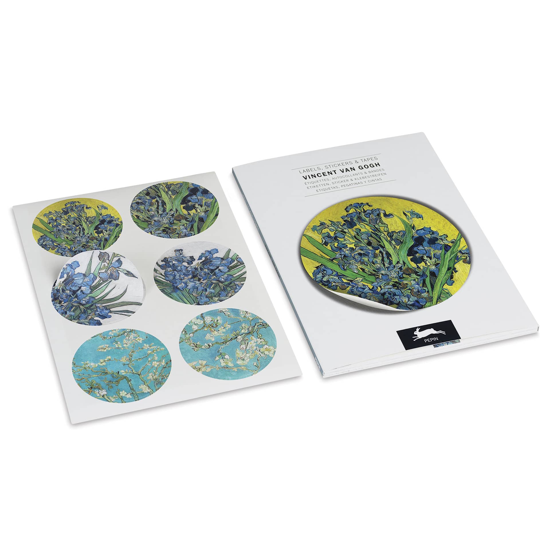 Pepin Press Label, Sticker & Tape Book - Van Gogh, 6-1/2" x 9-1/2" - open
