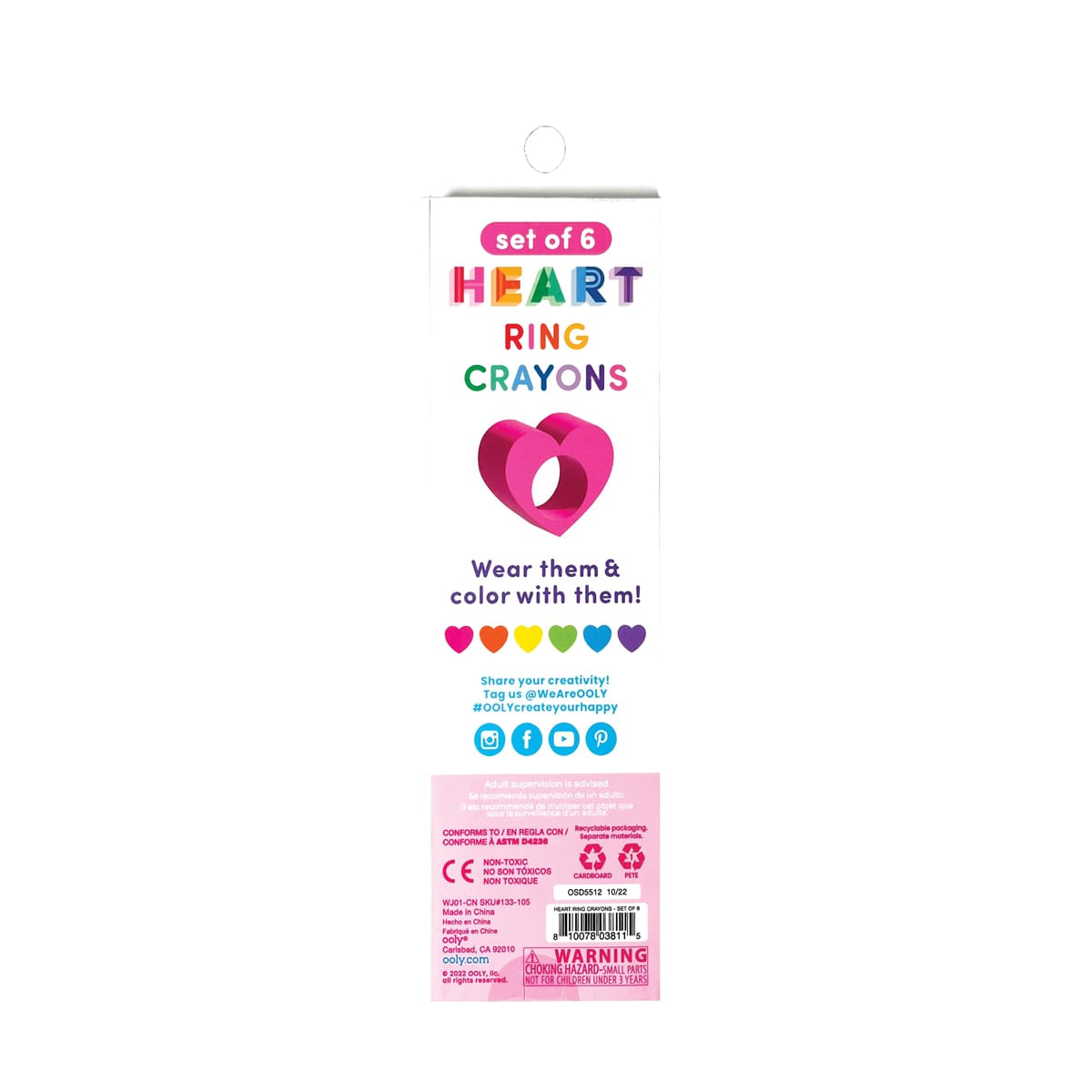 Ooly Heart Ring Crayon Set of 6