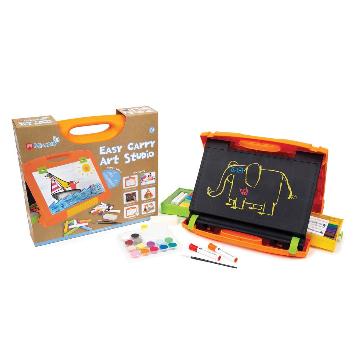 Micador Jr. Easy Carry Art Studio, contents and packaging