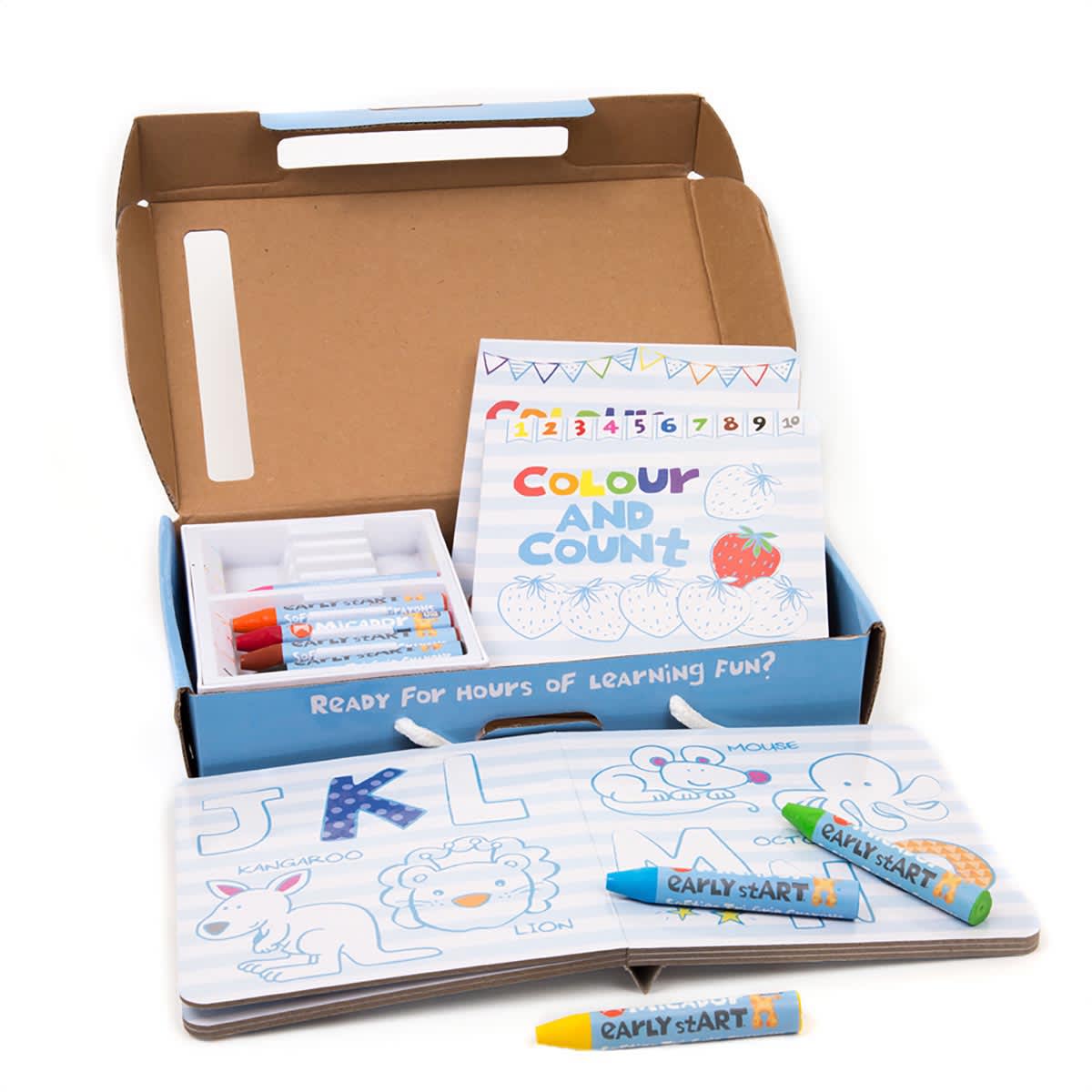 Micador Early Start Colourtivities Board Books, Set of 3, open packaging