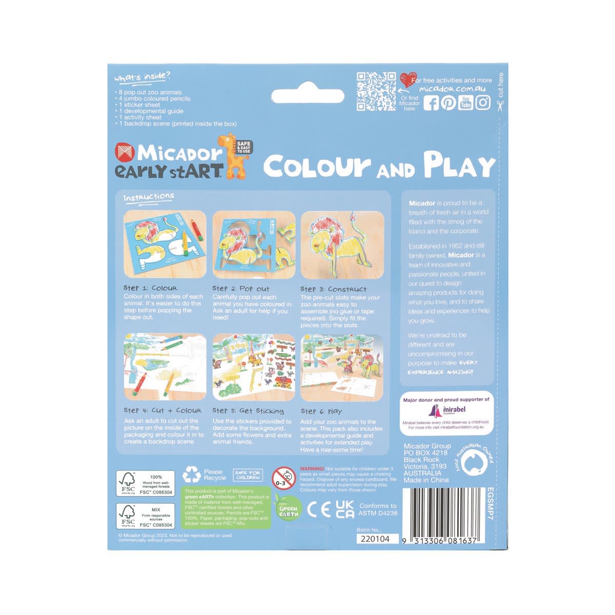 Colour & Play 6-Piece Sets Zoo Edition