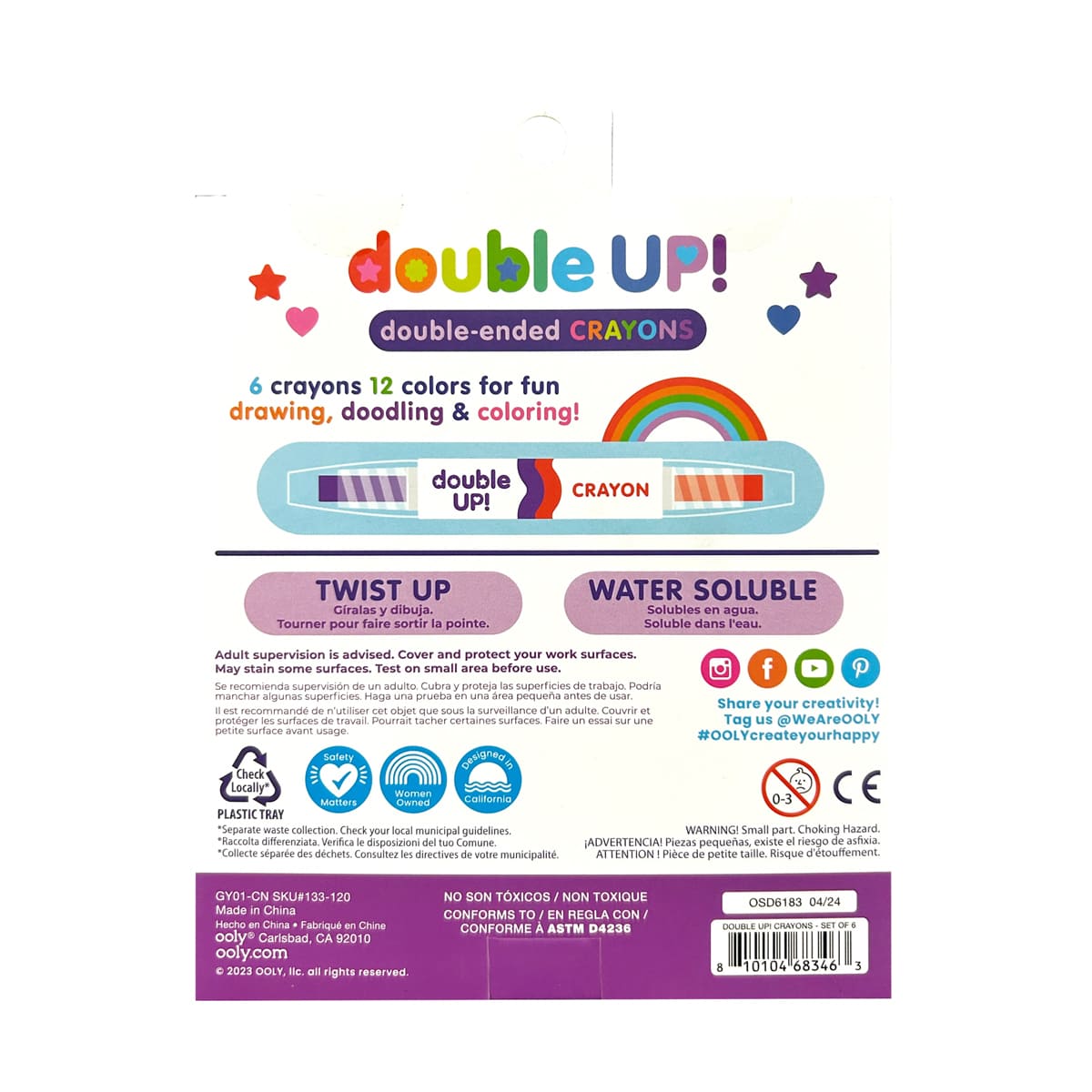 Double Up Crayons 6-Crayon/12-Color Set