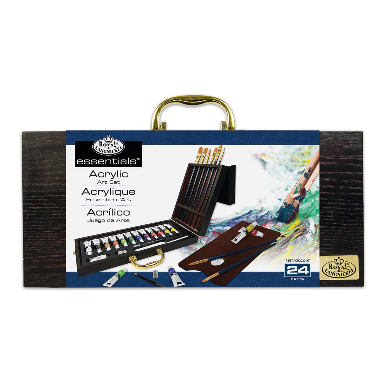 Artist Acrylic Color Supplies in a Hard Wood Paint Box