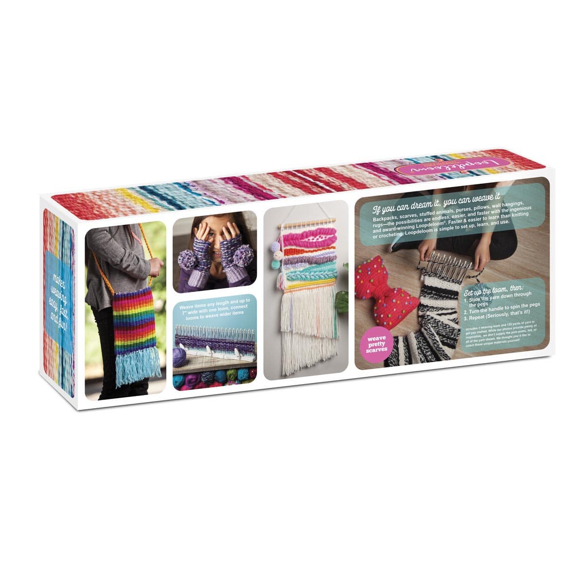 Loopdeloom Weaving Loom Kit, back of box
