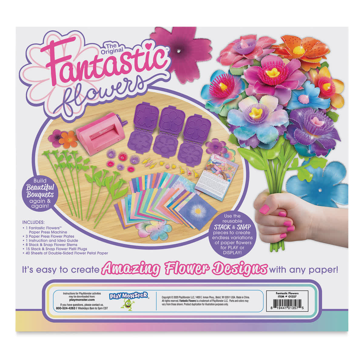 The Original Fantastic Flowers Paper Flower Maker - Back of Package