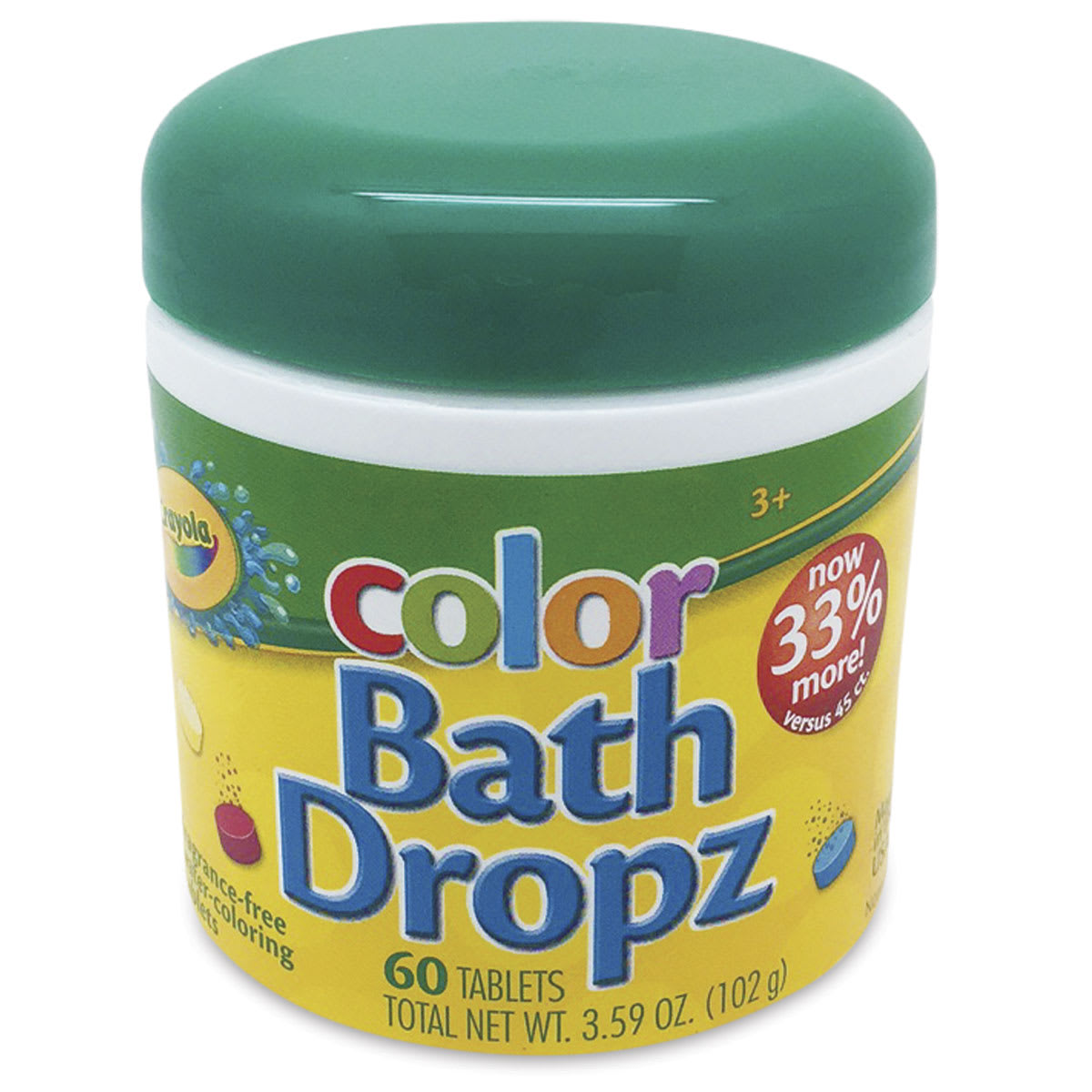 Crayola Bath Dropz - Front of Tub of assorted color Bath Dropz
