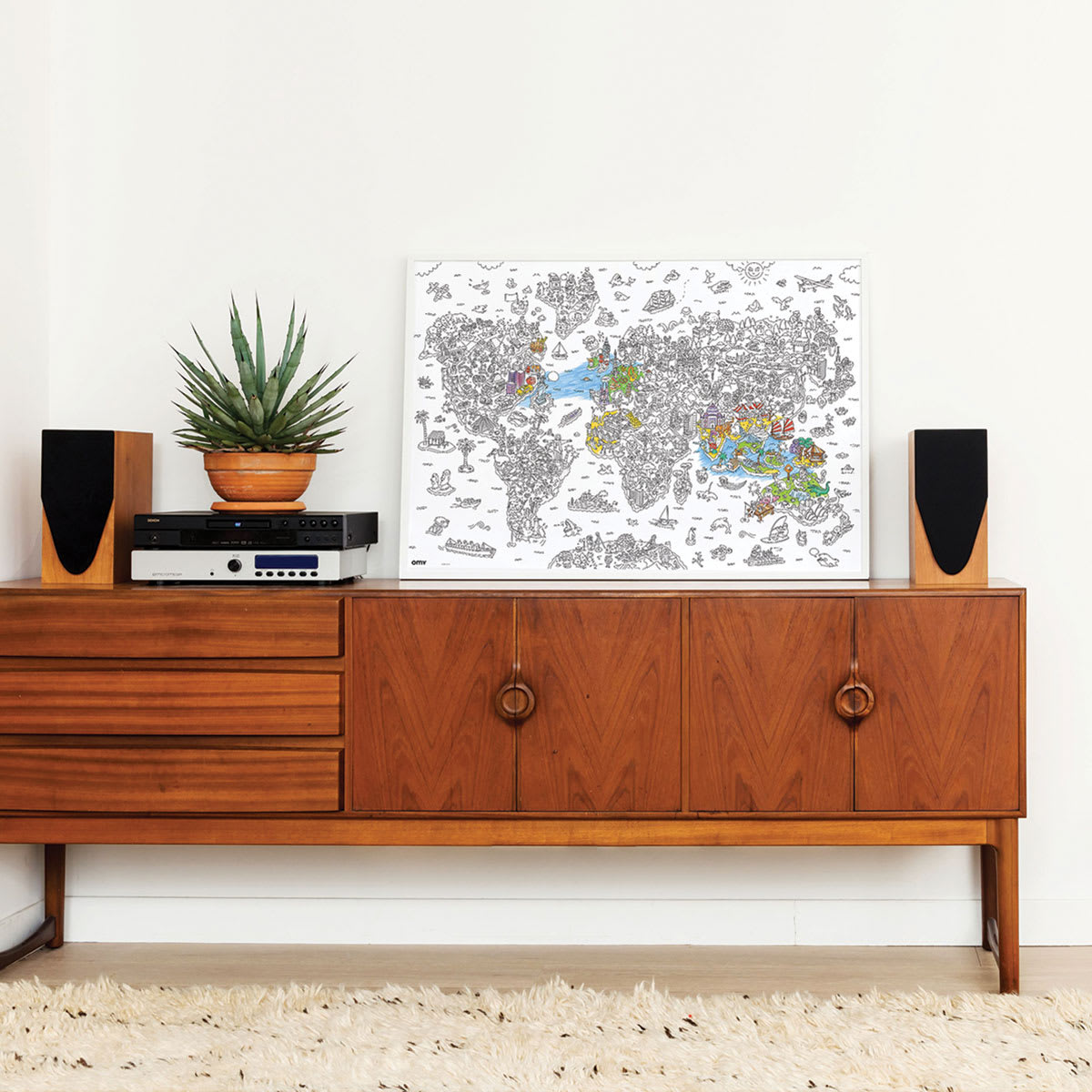 Omy Atlas Giant Coloring Poster (poster displayed on table)