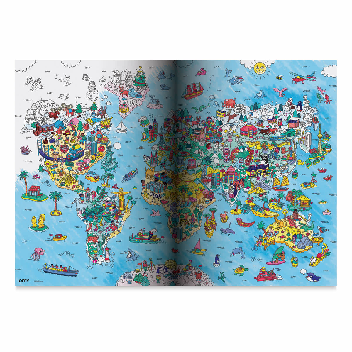 Omy Atlas Giant Coloring Poster (partially colored)