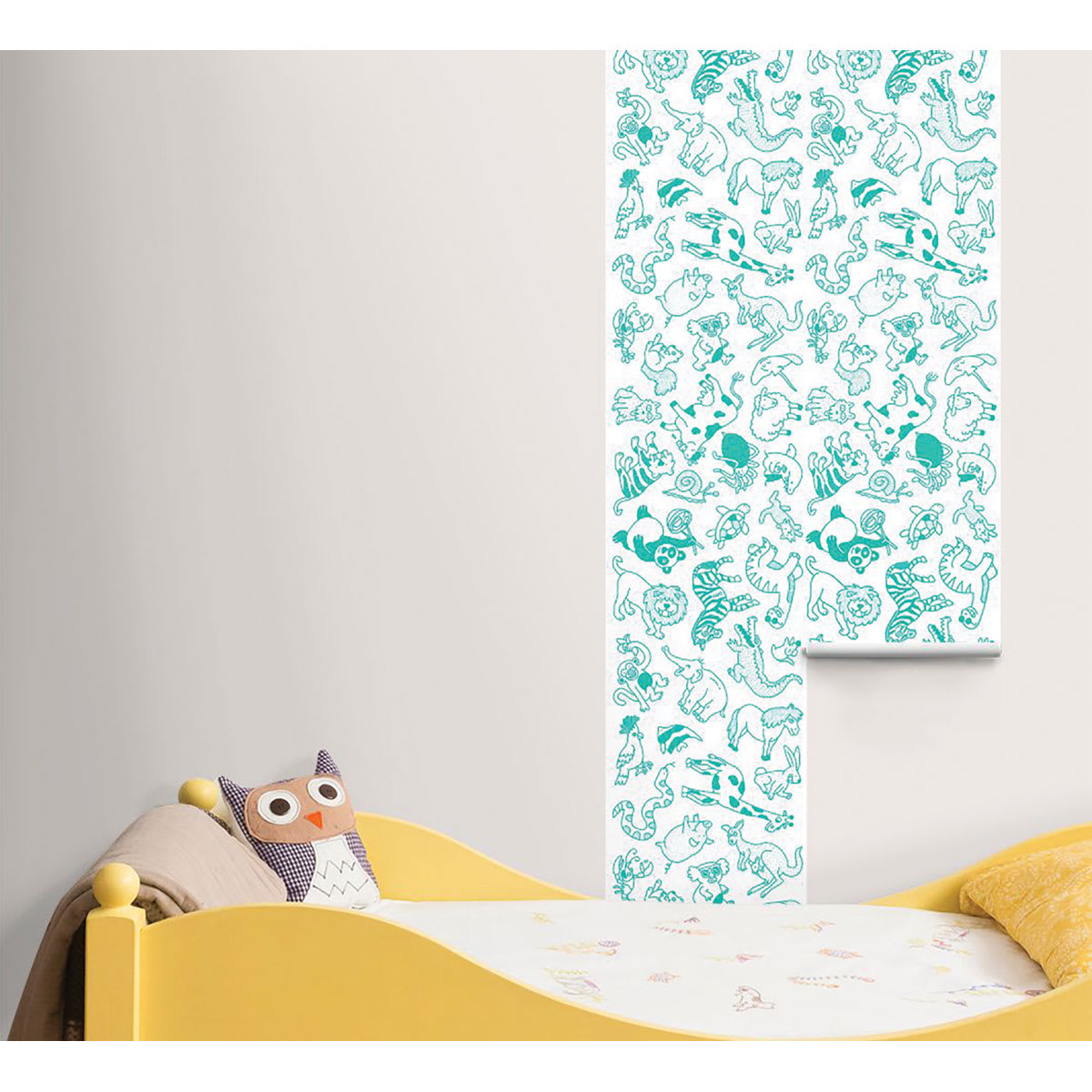 Omy Stick-It Adhesive Animals Coloring Roll (applied to wall)