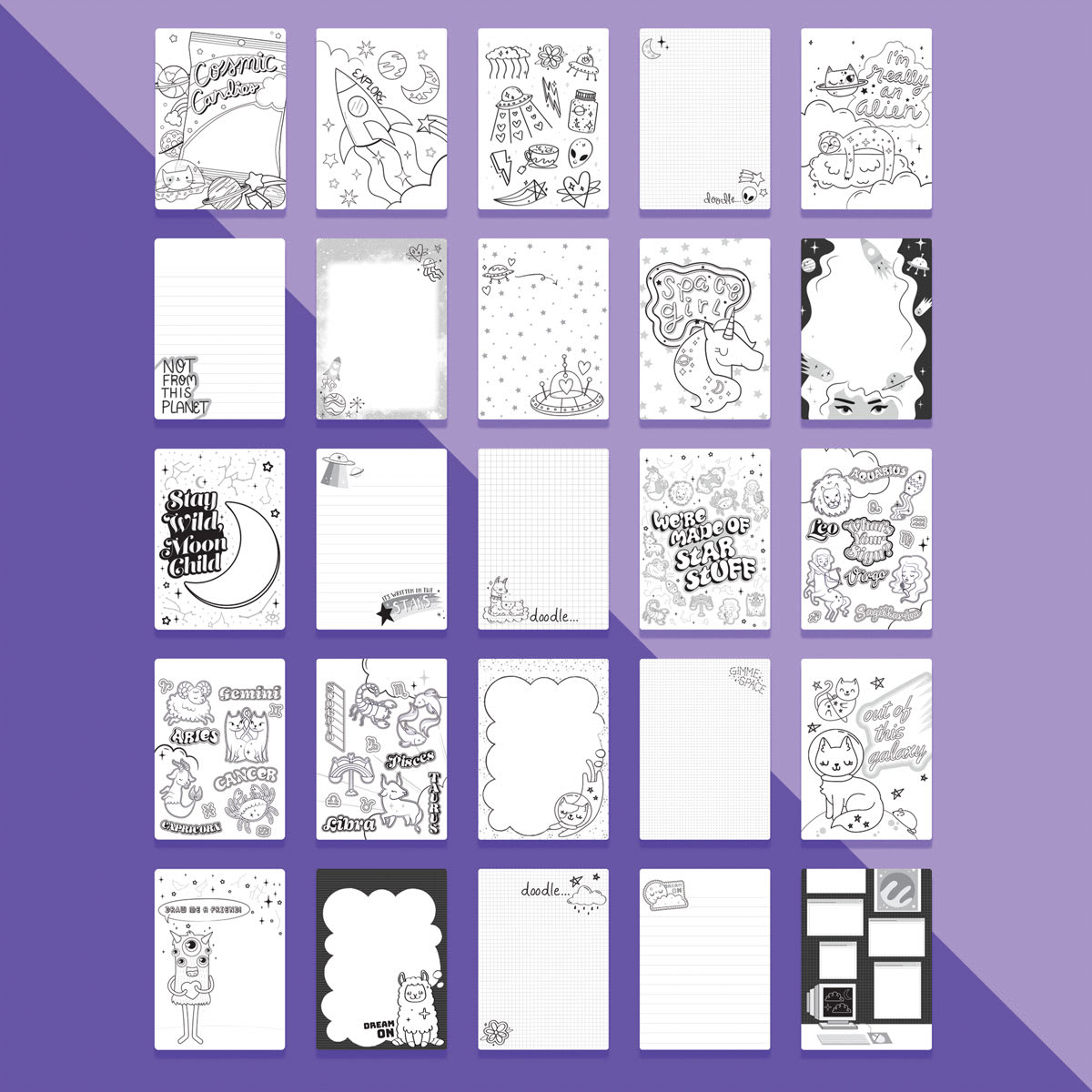 Fashion Angels Galaxy Doodle Activity Set (inside pages)