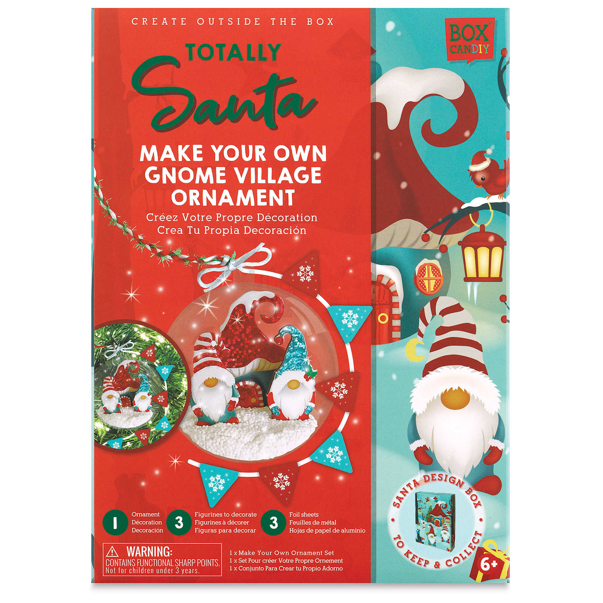 Box CanDIY Totally Santa Make Your Own Gnome Village Ornament Kit, front of the packaging. 