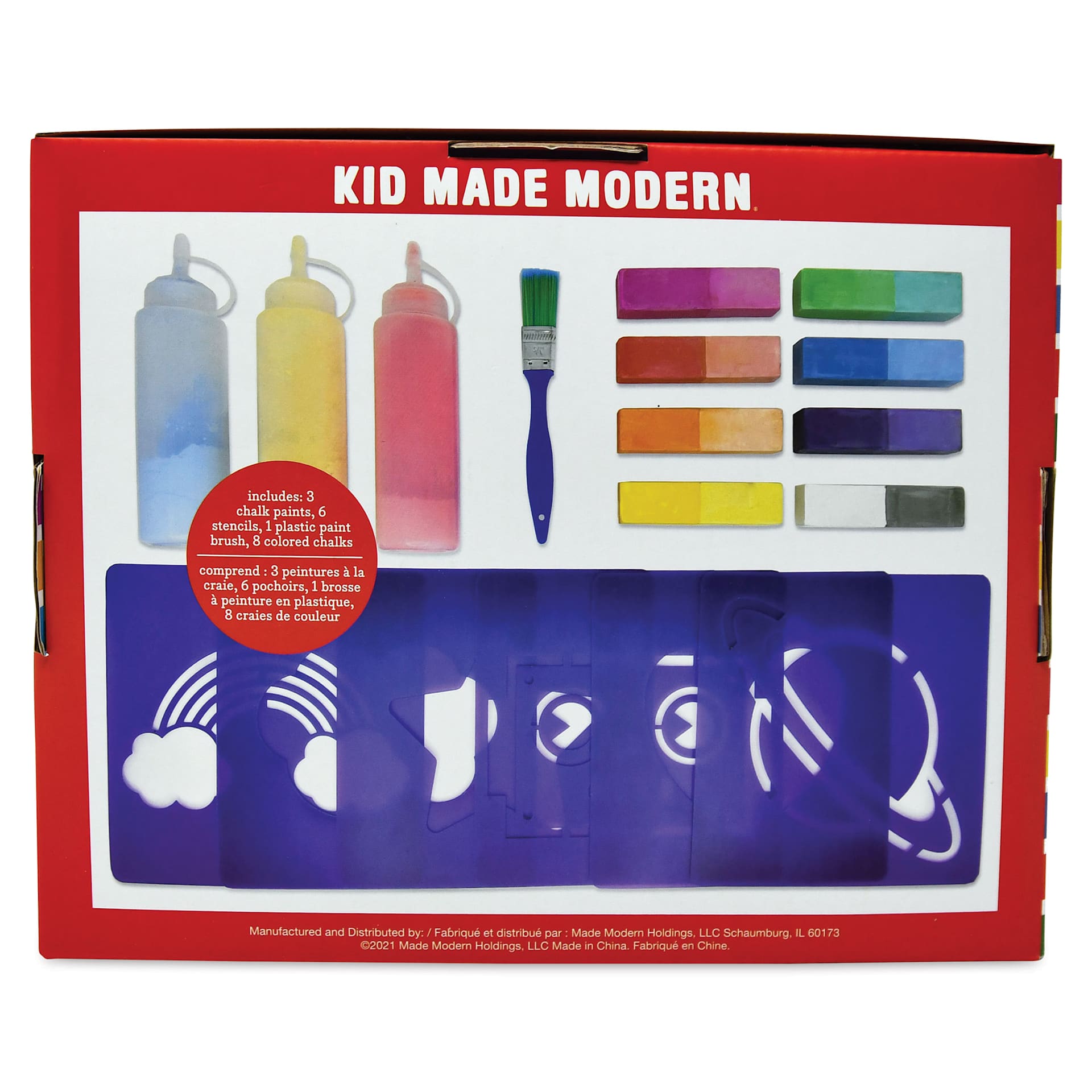 Kid Made Modern Ultimate Sidewalk Chalk Kit, back of the packaging. 