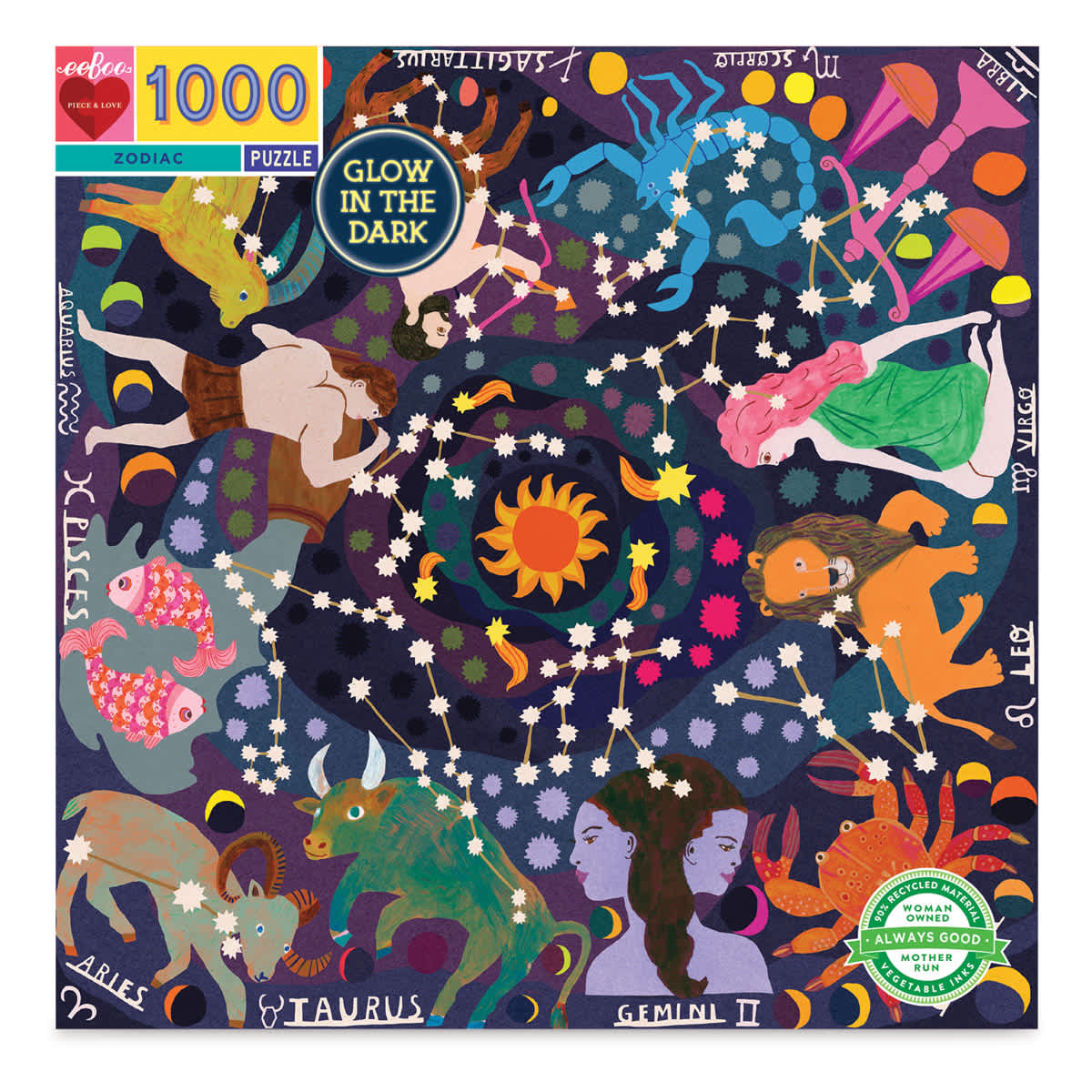 Eeboo Zodiac Glow-in-the-Dark Puzzle, Box