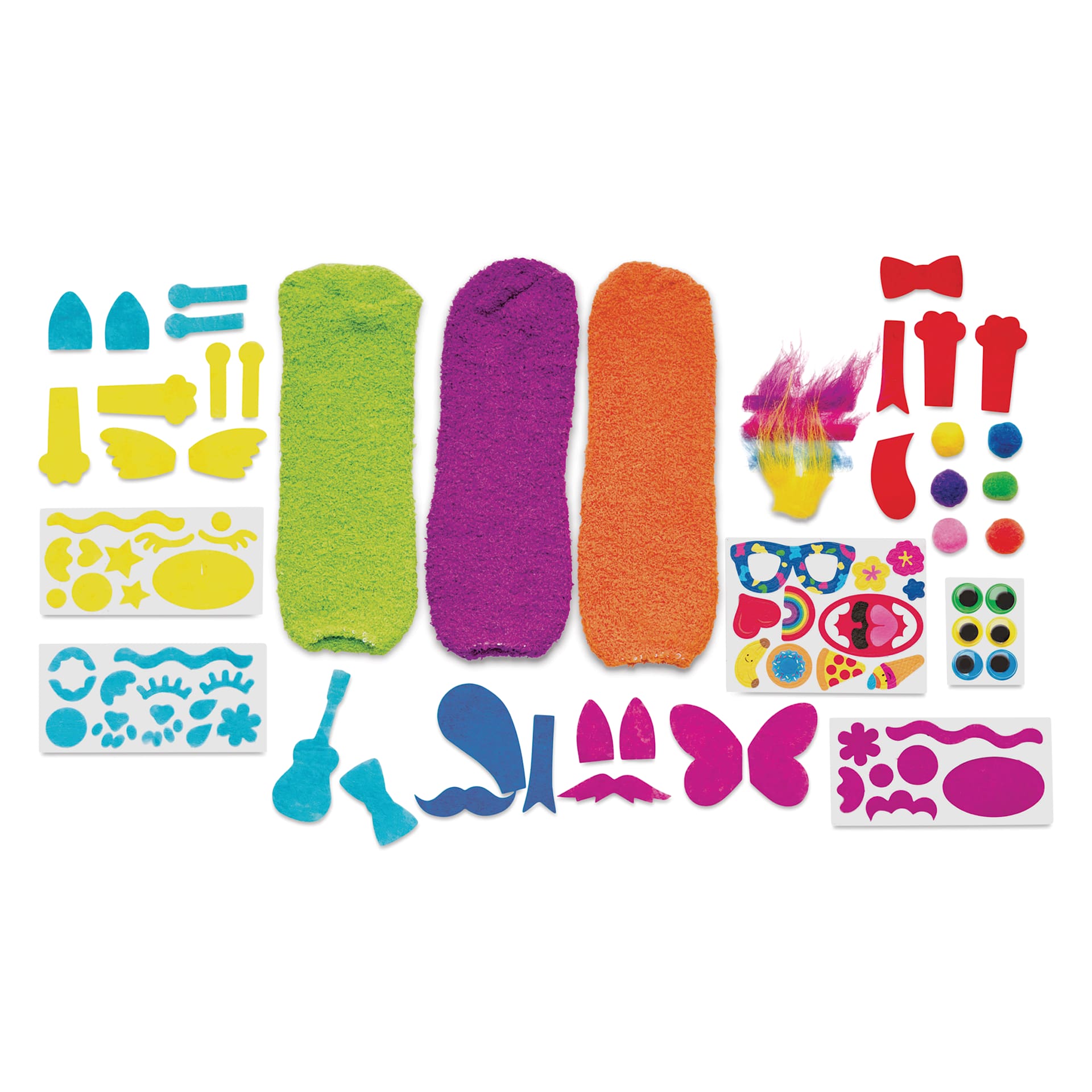 Creativity for Kids Make Your Own Sock Puppets - Components of package shown