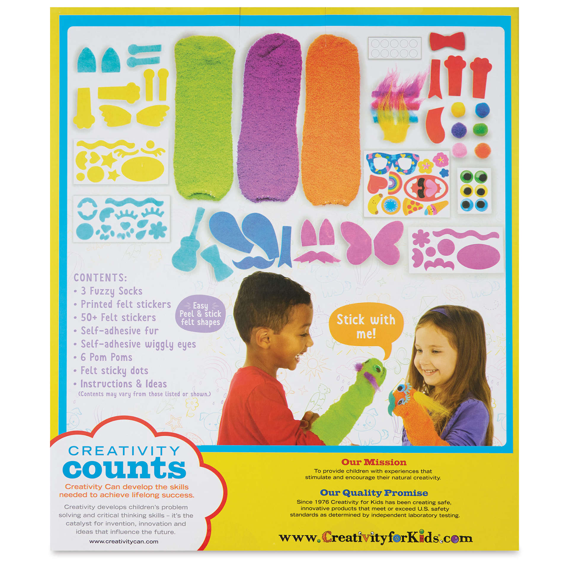 Creativity for Kids Make Your Own Sock Puppets - Back view of package
