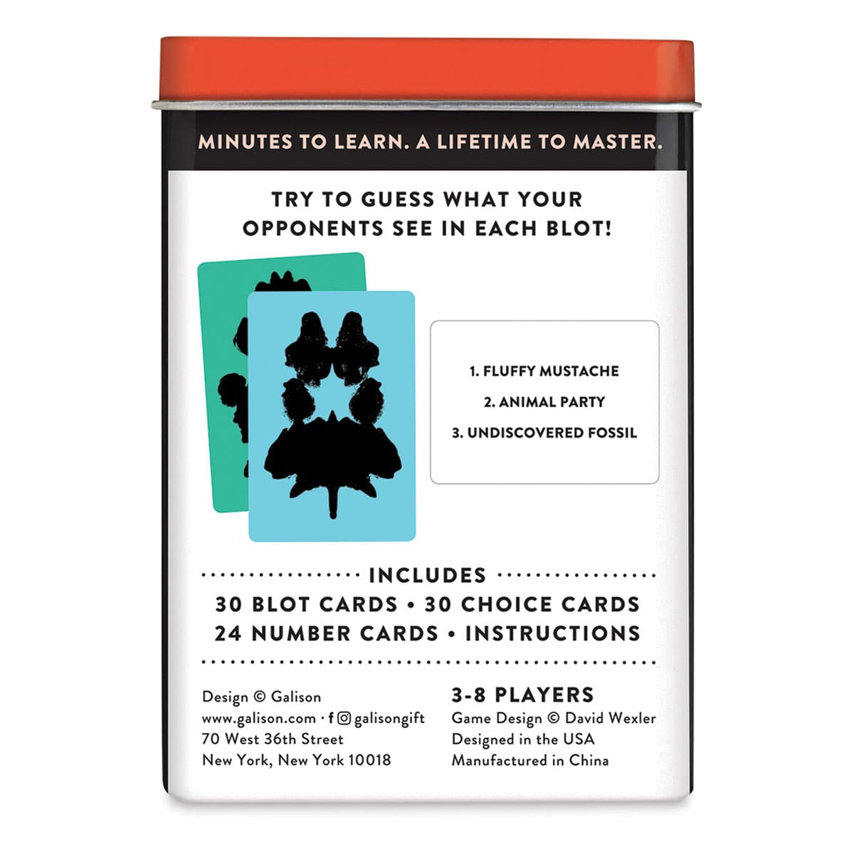 Blots Card Game (Back of packaging)