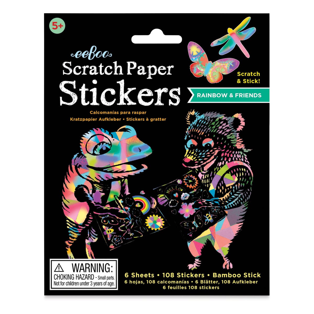 Eeboo Rainbow and Friends Scratch Paper Stickers