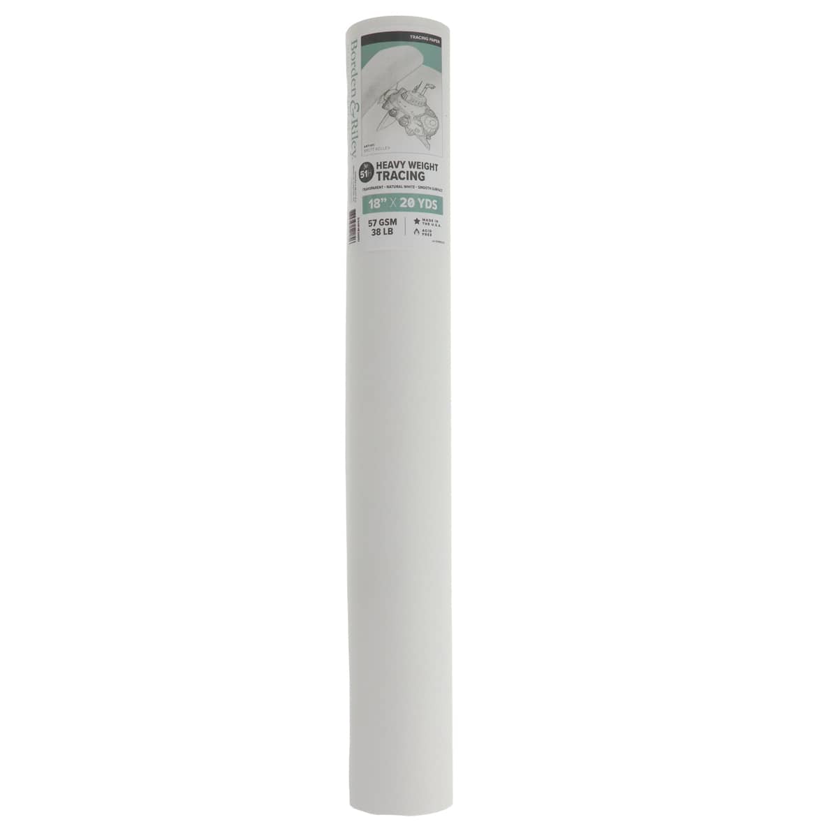 Borden & Riley #51H Monroe Triple-T Parchment Tracing Paper Roll, 18 in x 20 yds.
