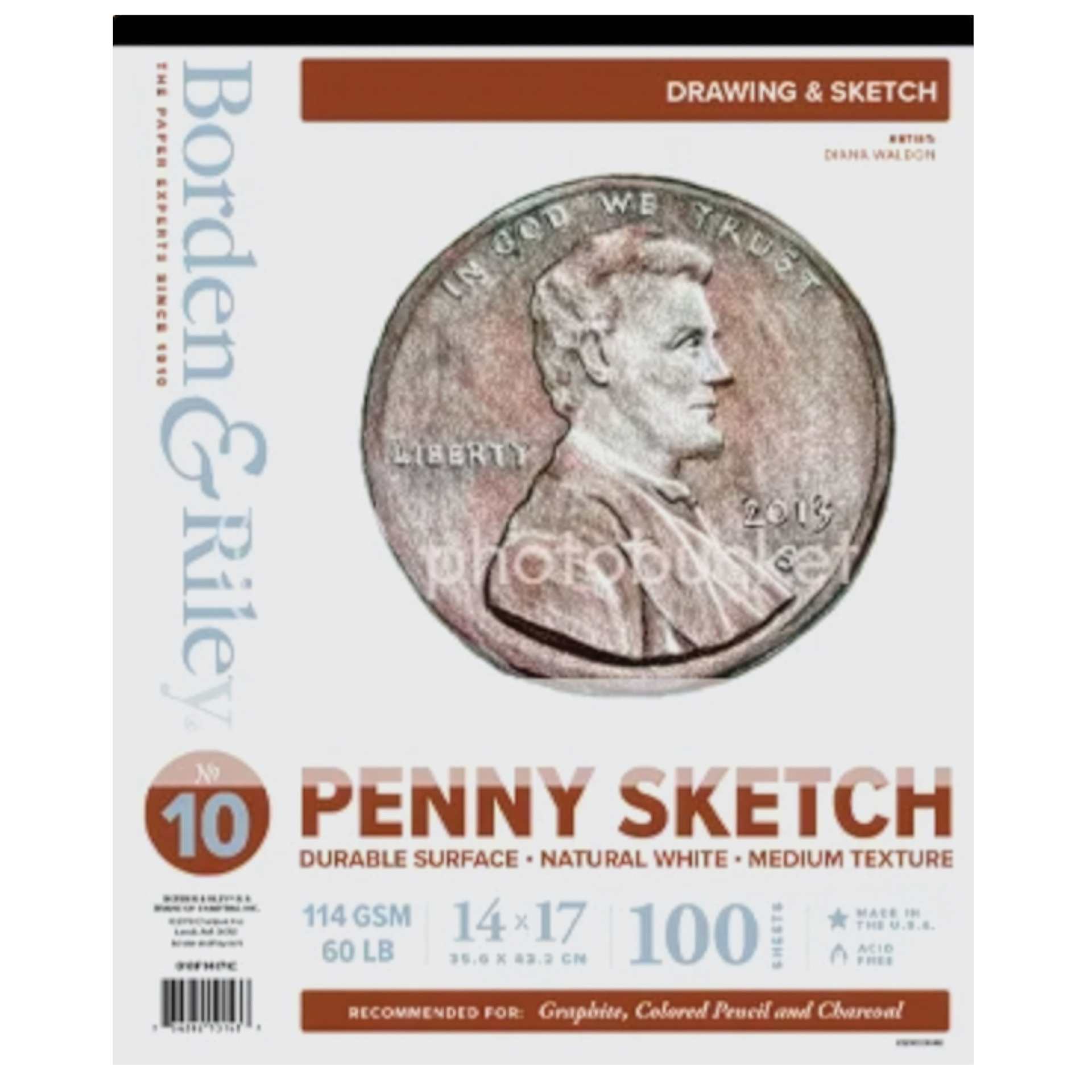 Borden & Riley No. 10 Penny Sketch Pad 14" x 17" 100 Sheets