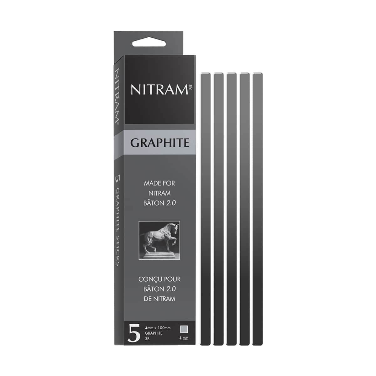 Nitram Baton & Mignonettes (Baton Refills) Graphite Sticks 3B - 4mm, 5/Pkg.