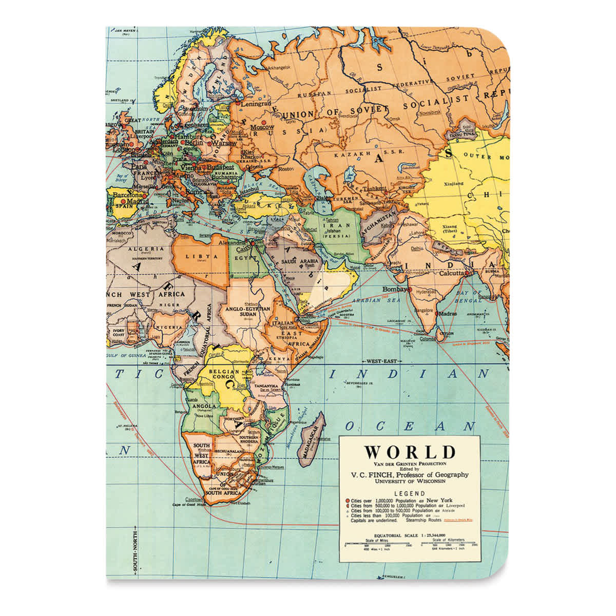 Cavallini Vintage Map Mini Notebook - grid page notebook