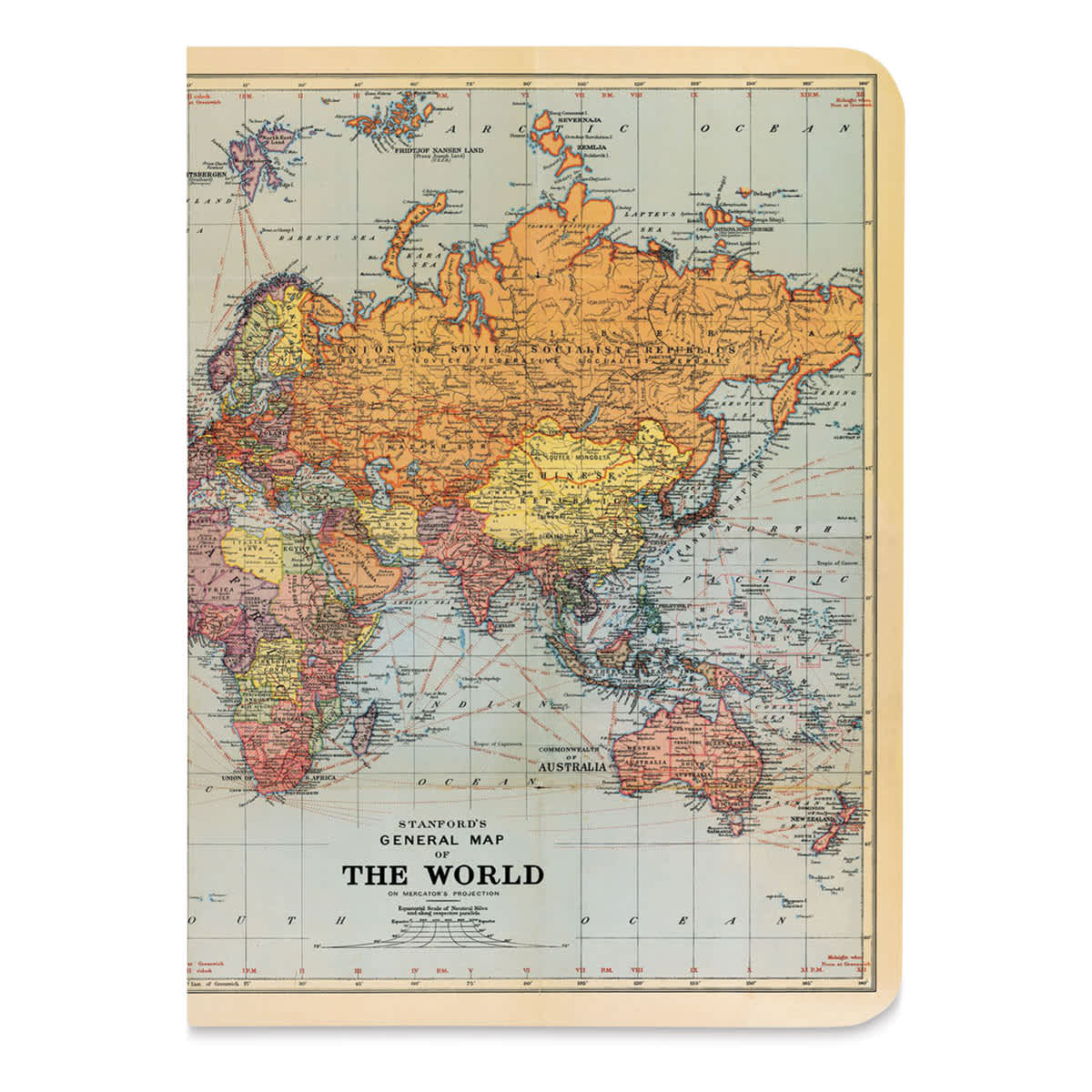 Cavallini Vintage Map Mini Notebook - rule page notebook
