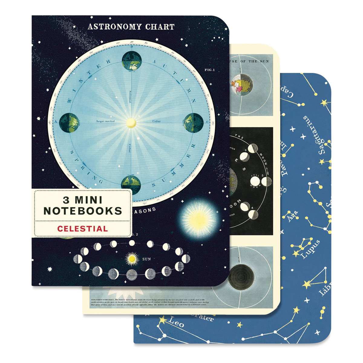 Cavallini Celestial Mini Notebooks, package of 3