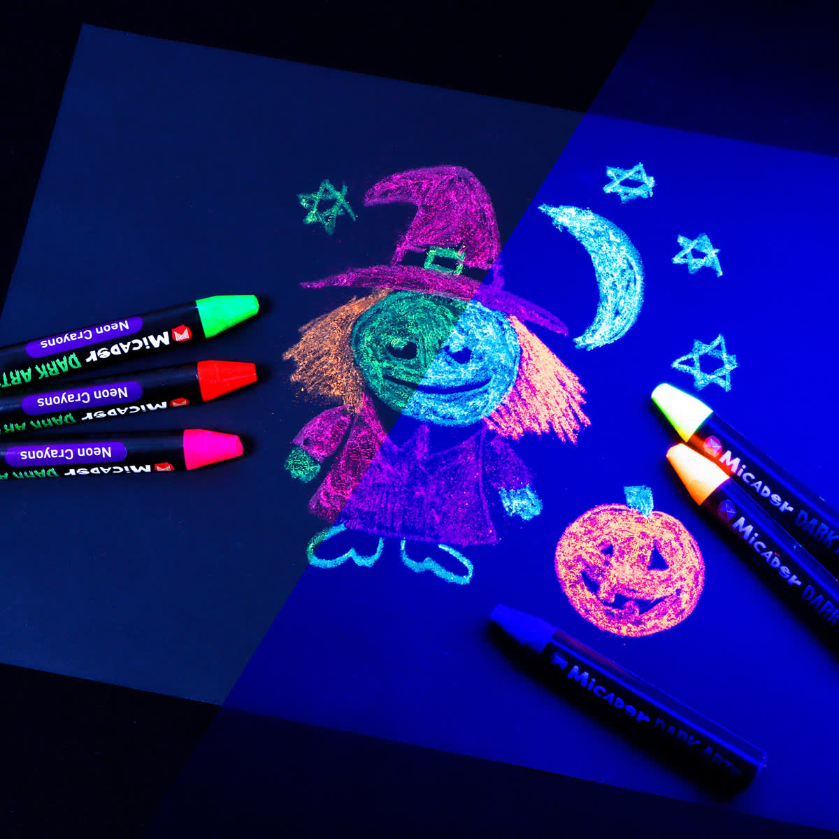 Neon Glow Crayons Pack 6-Crayon Set