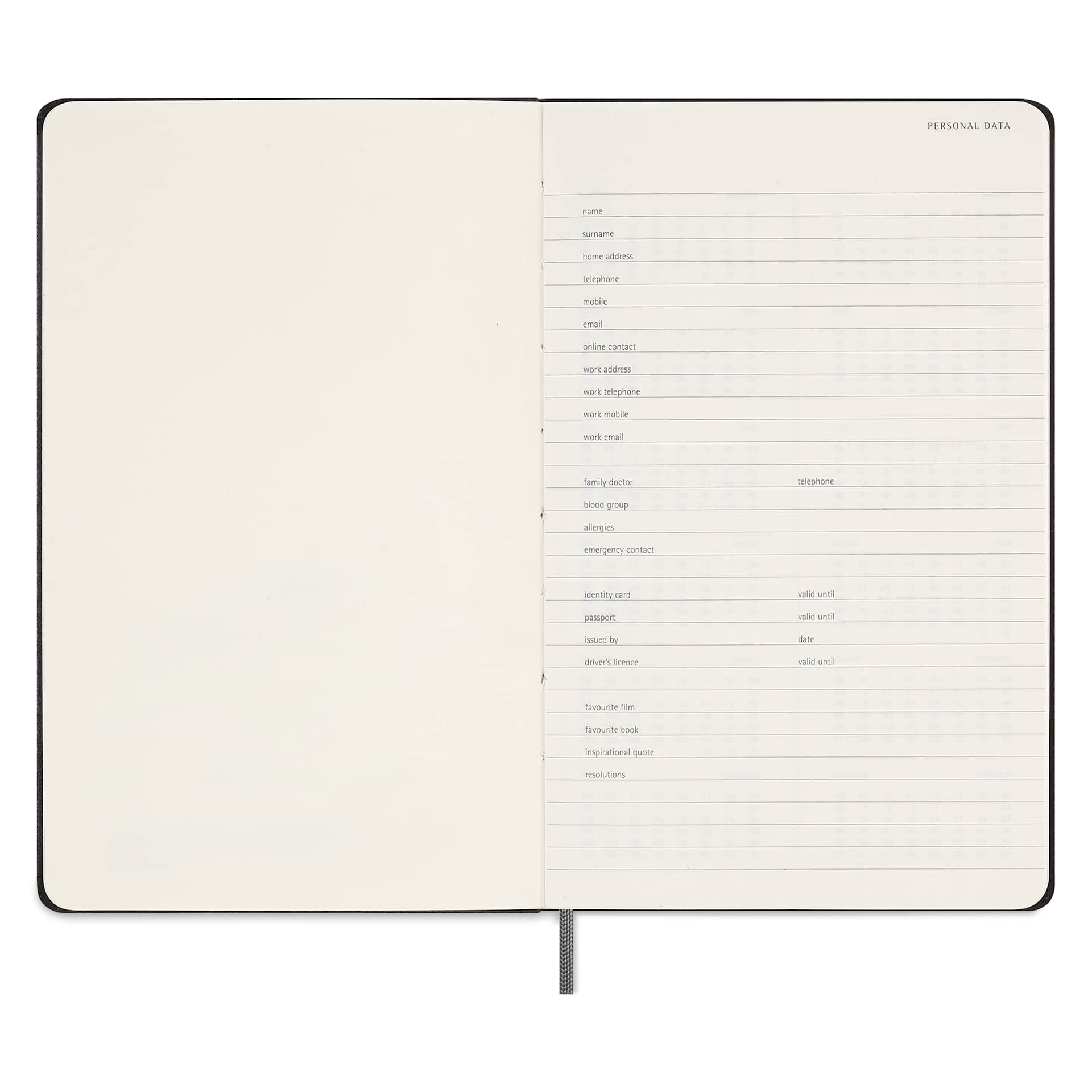 Moleskine Undated Weekly Planner - Black, 8-1/4" x 5", 208 Pages, personal info page