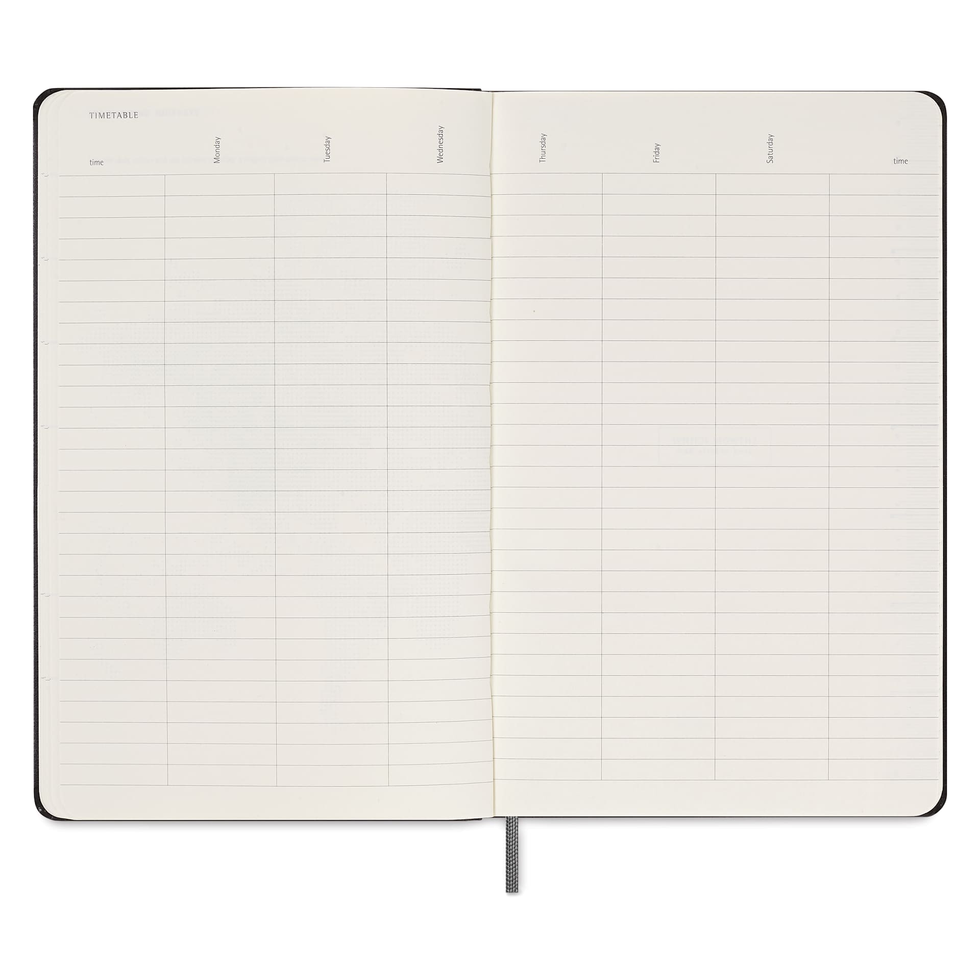 Moleskine Undated Weekly Planner - Black, 8-1/4" x 5", 208 Pages, timetable
